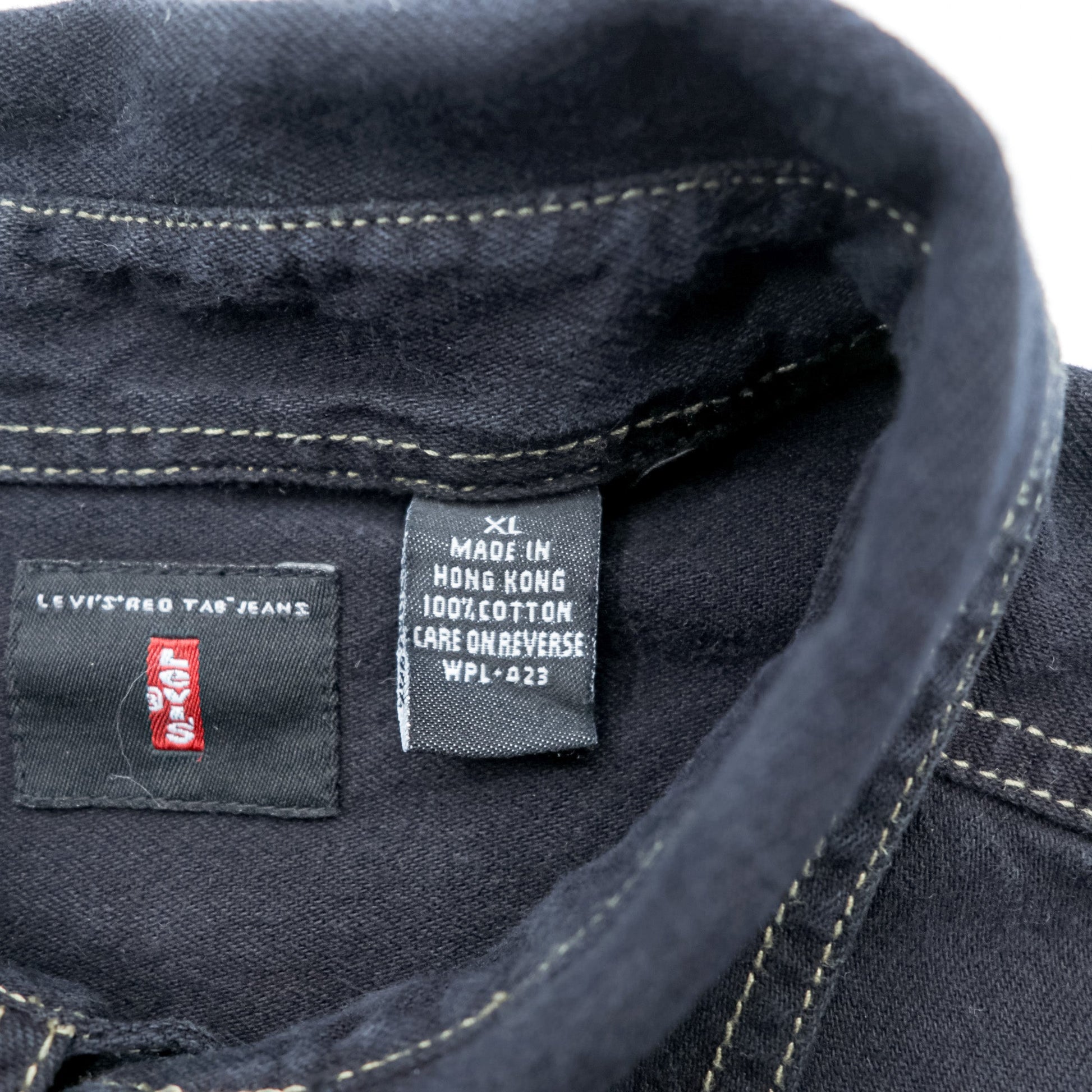 Levi's 90年代 RED TAB JEANS ワークシャツ XL ブラック ステッチ 胸ポケット 60560-0852