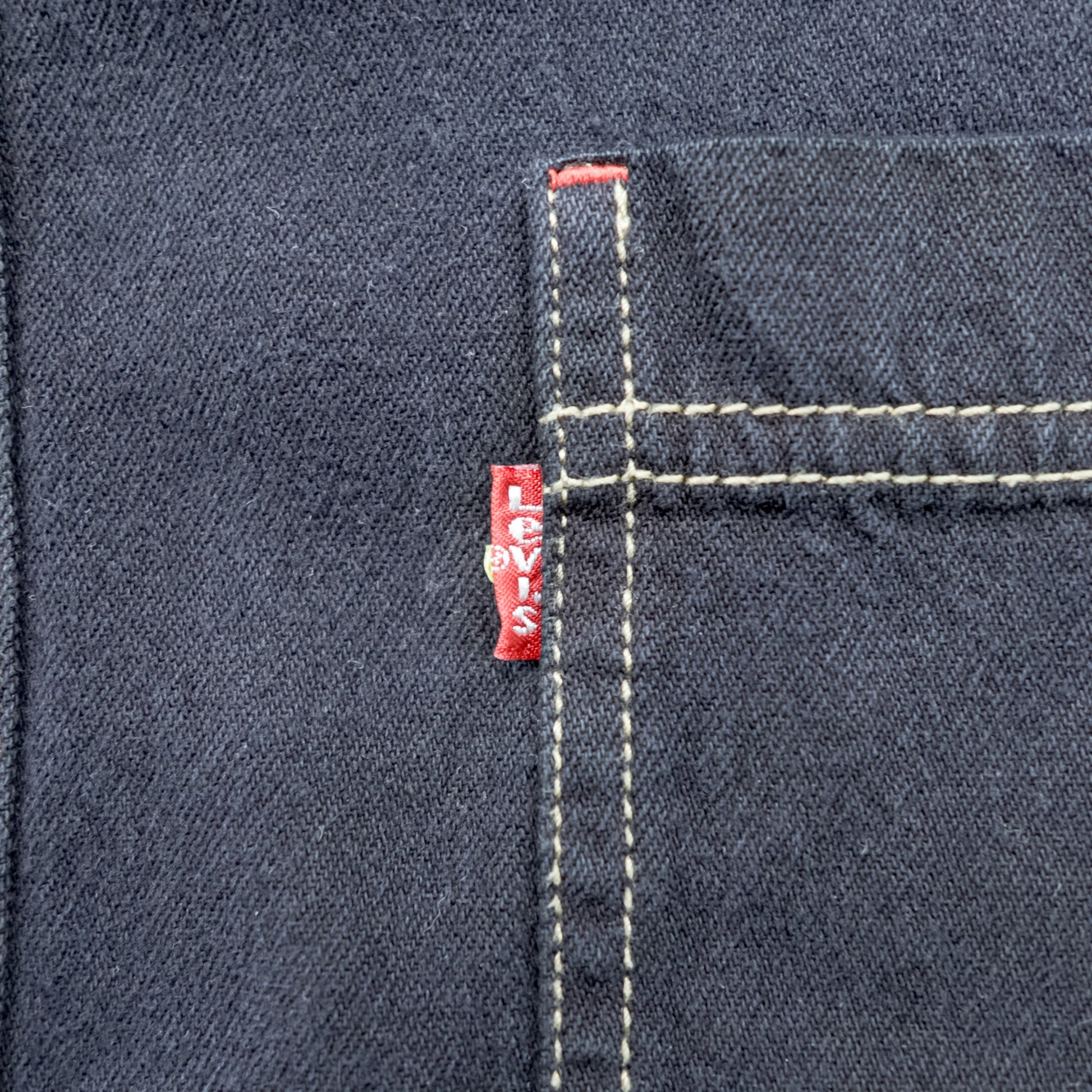 Levi's 90年代 RED TAB JEANS ワークシャツ XL ブラック ステッチ 胸ポケット 60560-0852