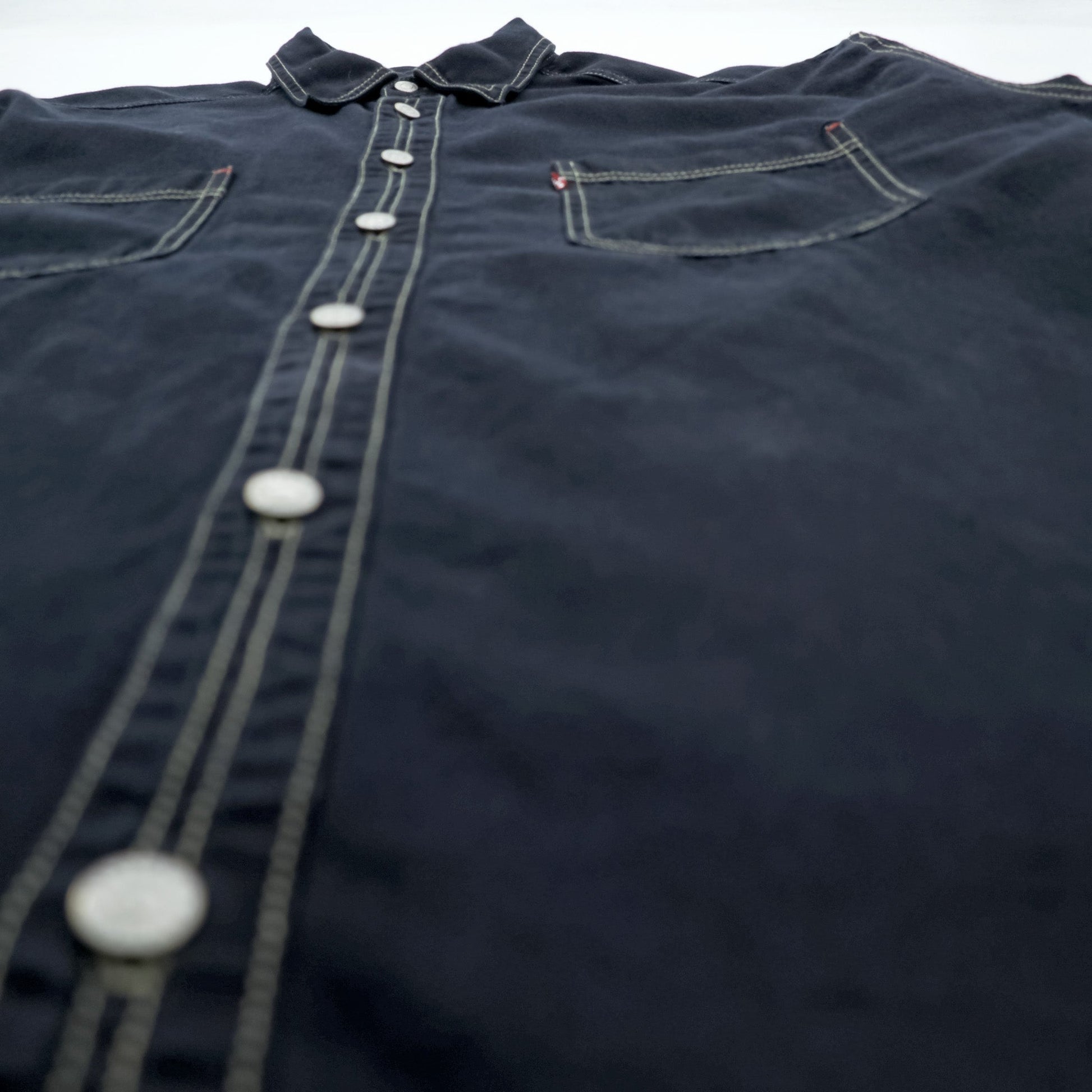 Levi's 90年代 RED TAB JEANS ワークシャツ XL ブラック ステッチ 胸ポケット 60560-0852