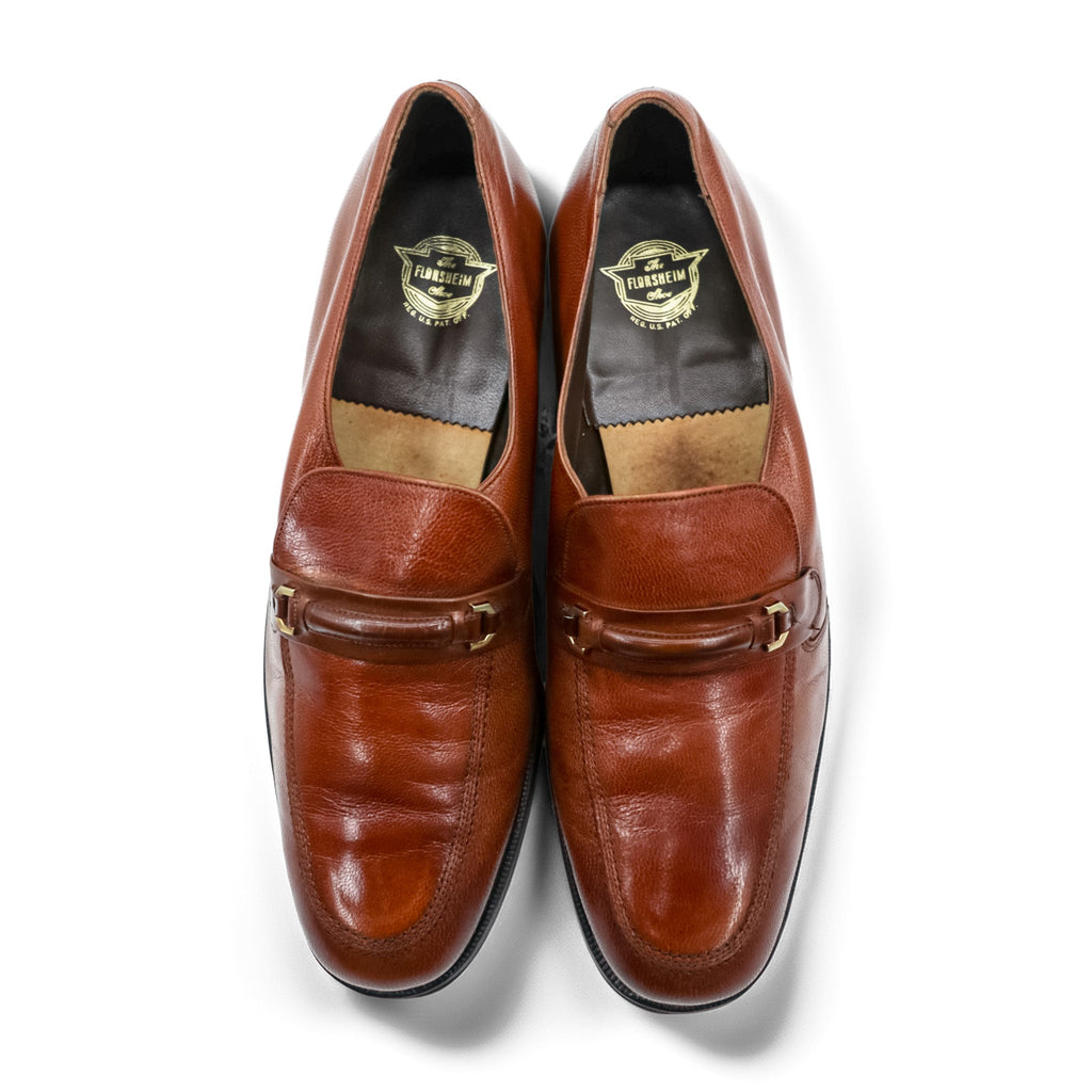FLORSHEIM 70年代 米国製 ヴィンテージ ビット ローファー スリッポン 27.5cm ブラウン レザー 33244 USA製