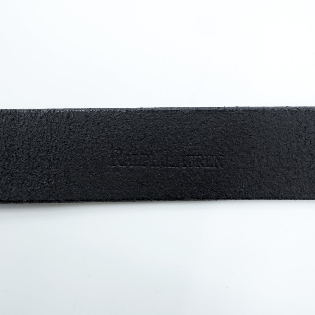 Ralph Lauren レザーベルト ブラック メタル ゴールド バックル 2223850-001