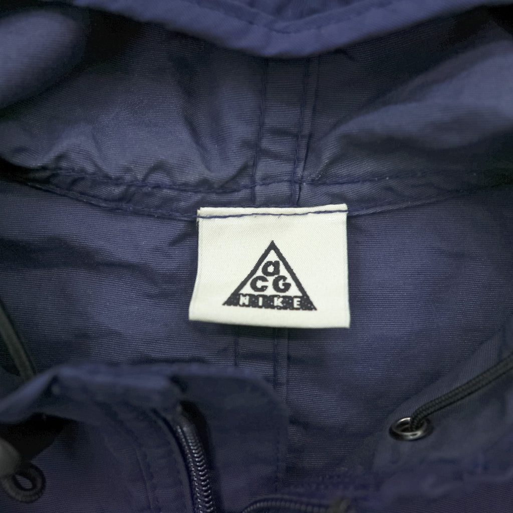NIKE ACG 90年代 ハーフジップ アノラックパーカー ナイロンジャケット L ネイビー メッシュポケット ドローコード ビッグサイズ