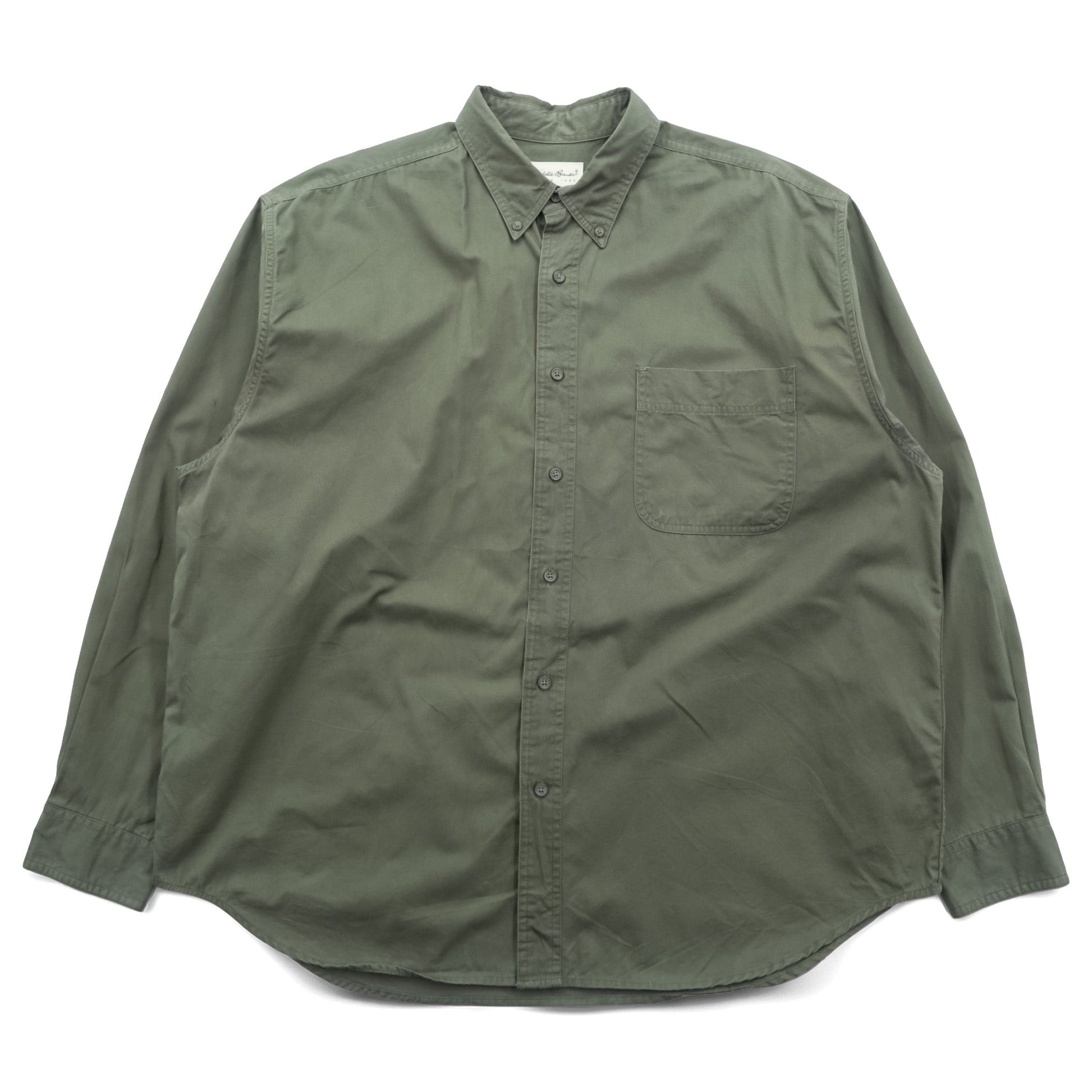 Eddie Bauer 90年代 ボタンダウンシャツ XL オリーブ コットン 胸ポケット ビッグサイズ