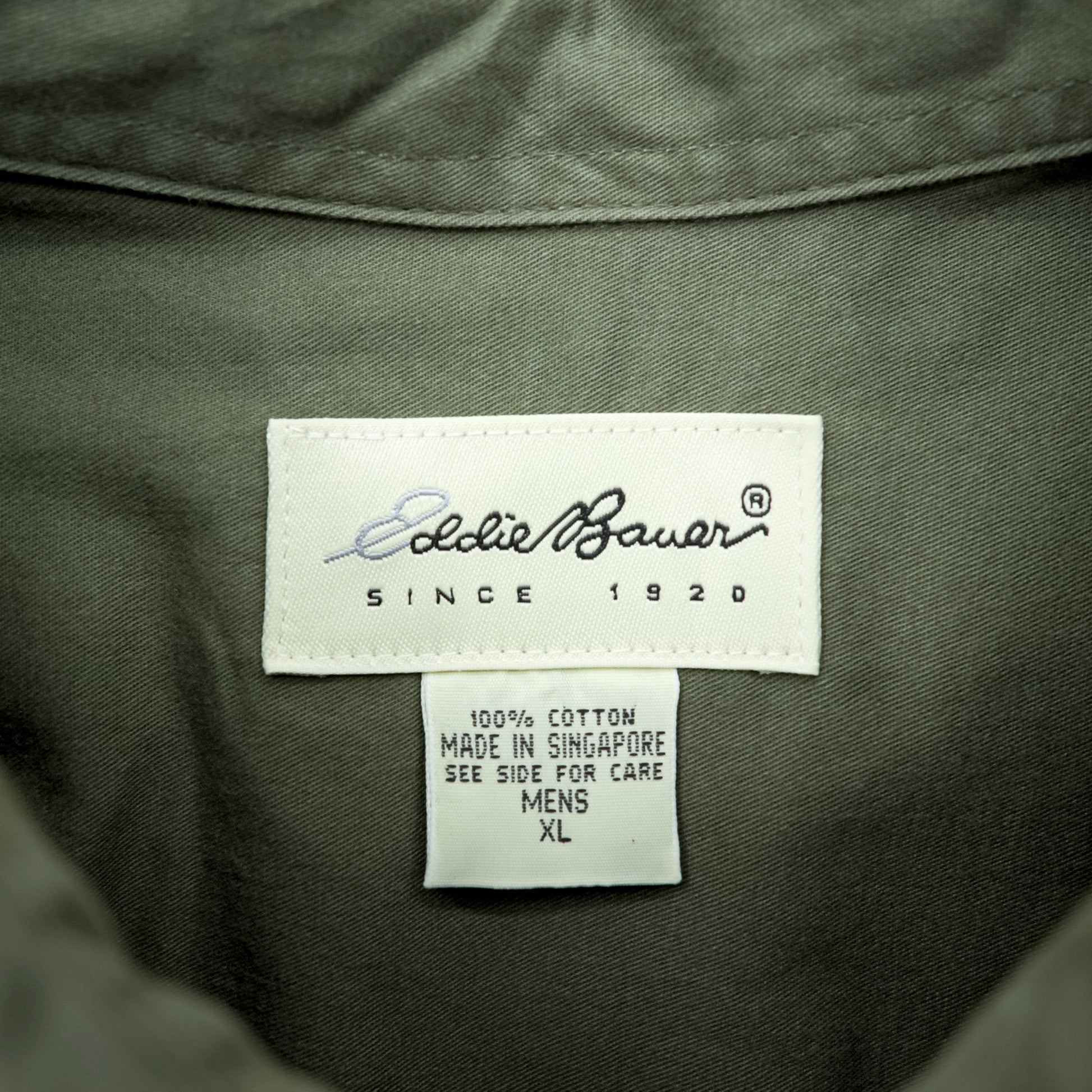 Eddie Bauer 90年代 ボタンダウンシャツ XL オリーブ コットン 胸ポケット ビッグサイズ