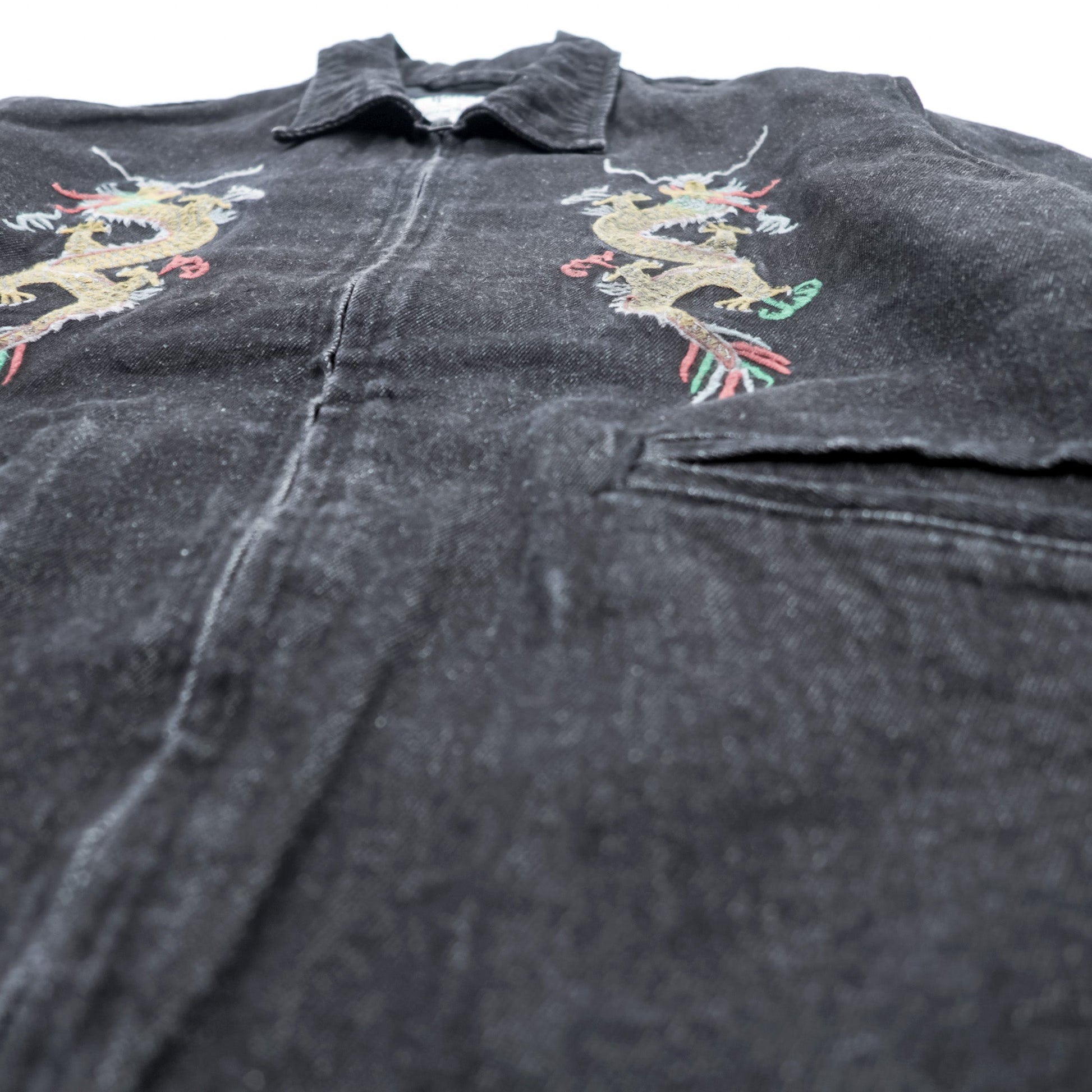 HOUSTON デニム ベトジャン スーベニアジャケット M ブラック 龍 刺繍 Bienhoa 1969-70 51480