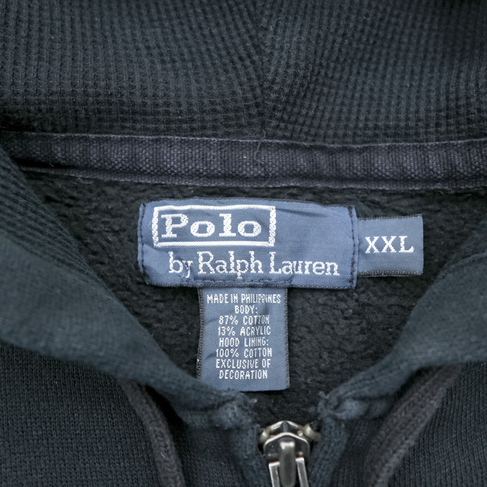 Polo Ralph Lauren 90年代 ビッグポニー 刺繍 ジップパーカー XXL コットン ブラック CONMERジップ フロントポケット