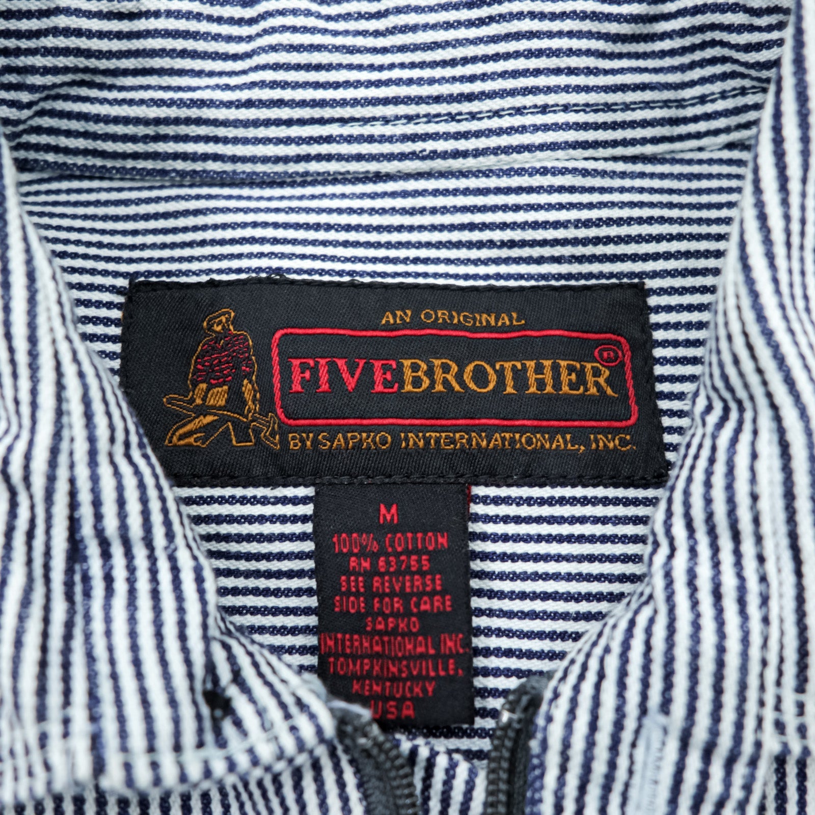 FIVE BROTHER 90年代 ヒッコリー ハーフジップ ワークシャツ プルオーバー XL ストライプ ホワイト ブルー BY SAPKO INTERNATIONAL