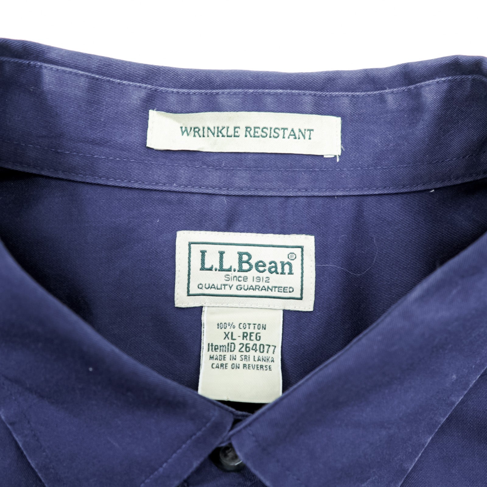 L.L.Bean ボタンダウンシャツ XL ネイビー コットン WRINKLE RESISTANT ビッグサイズ 264077