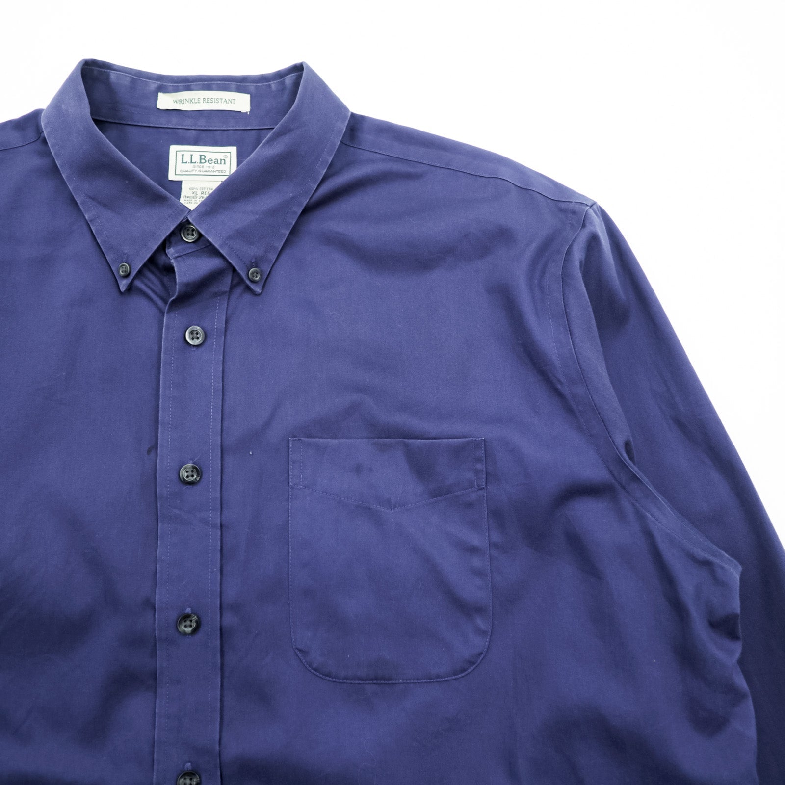 L.L.Bean ボタンダウンシャツ XL ネイビー コットン WRINKLE RESISTANT ビッグサイズ 264077