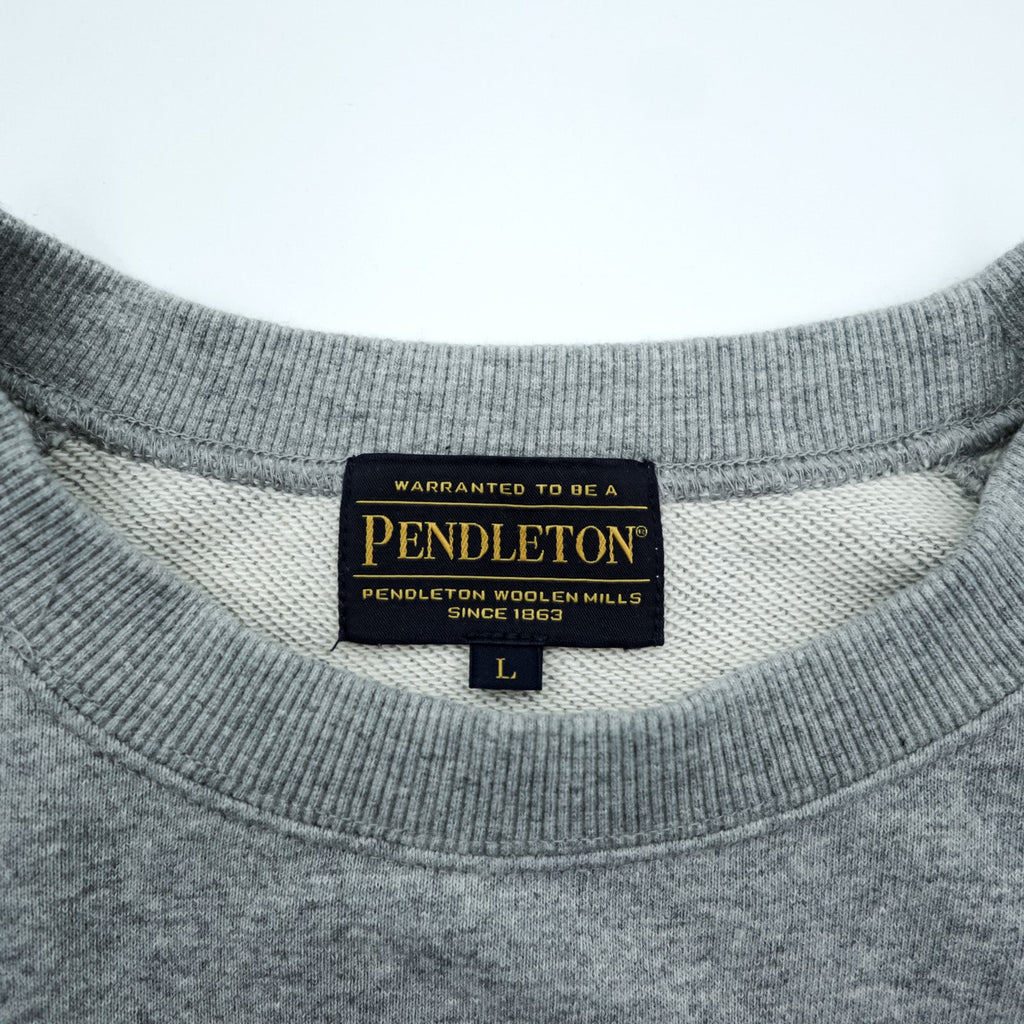 PENDLETON バックプリント スウェット トレーナー L グレー ネイティブ柄 チマヨ コットン 3475-3006