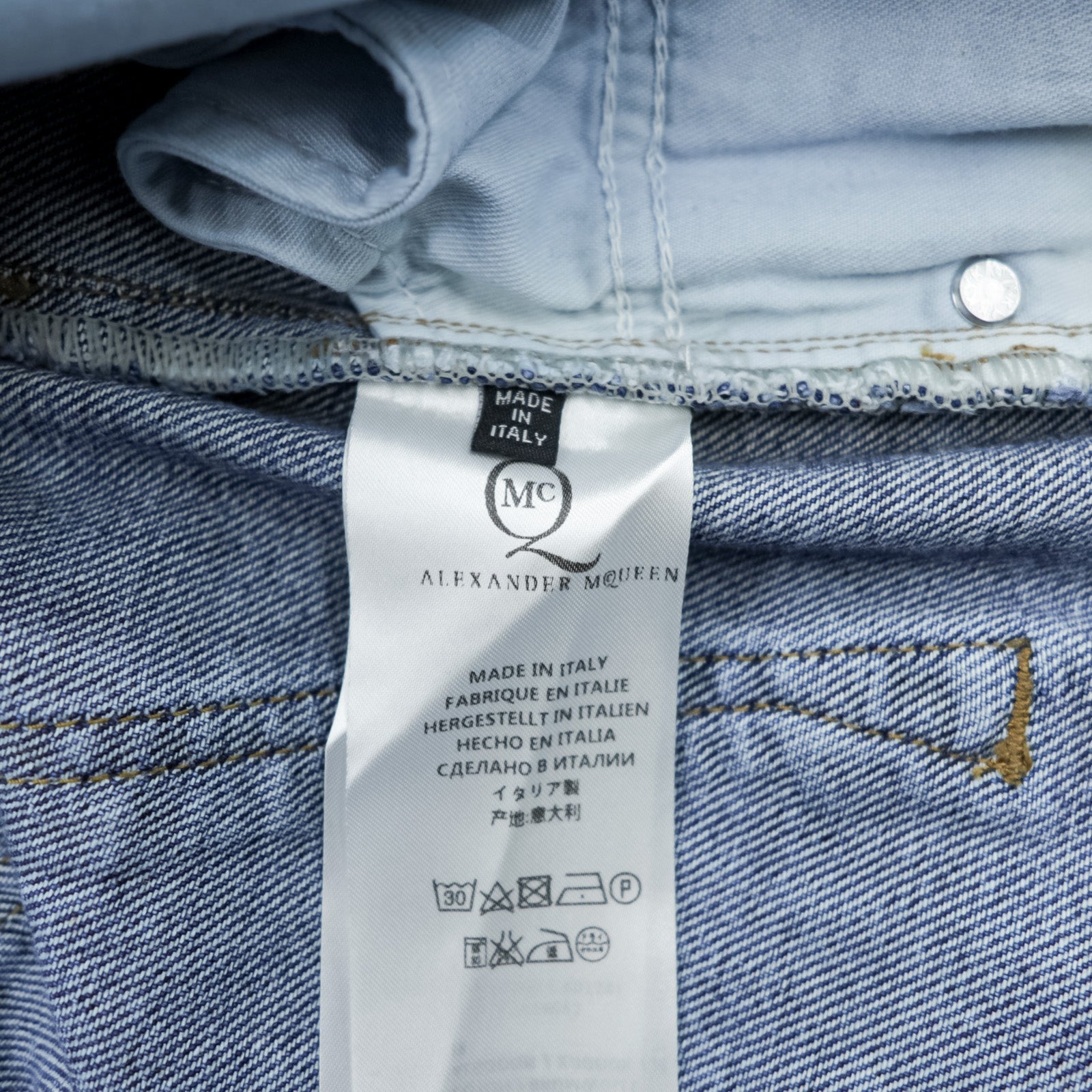 McQ Alexander McQueen イタリア製 ダメージ加工 デニムパンツ ジーンズ L インディゴ ペンキ リペア SKINNY FIT