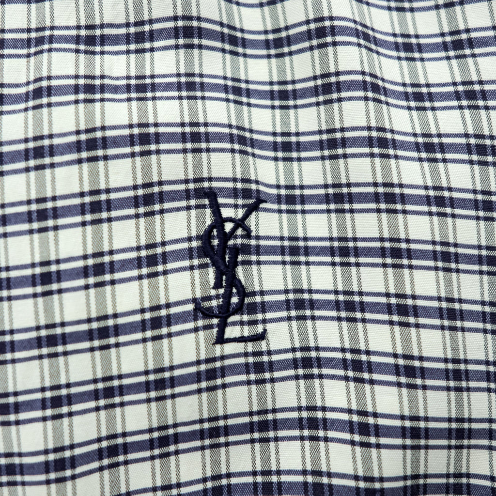 YVES SAINT LAURENT 90年代 ヴィンテージ ジップアップ ブルゾン ボンバージャケット L チェック pour homme YSL オールド