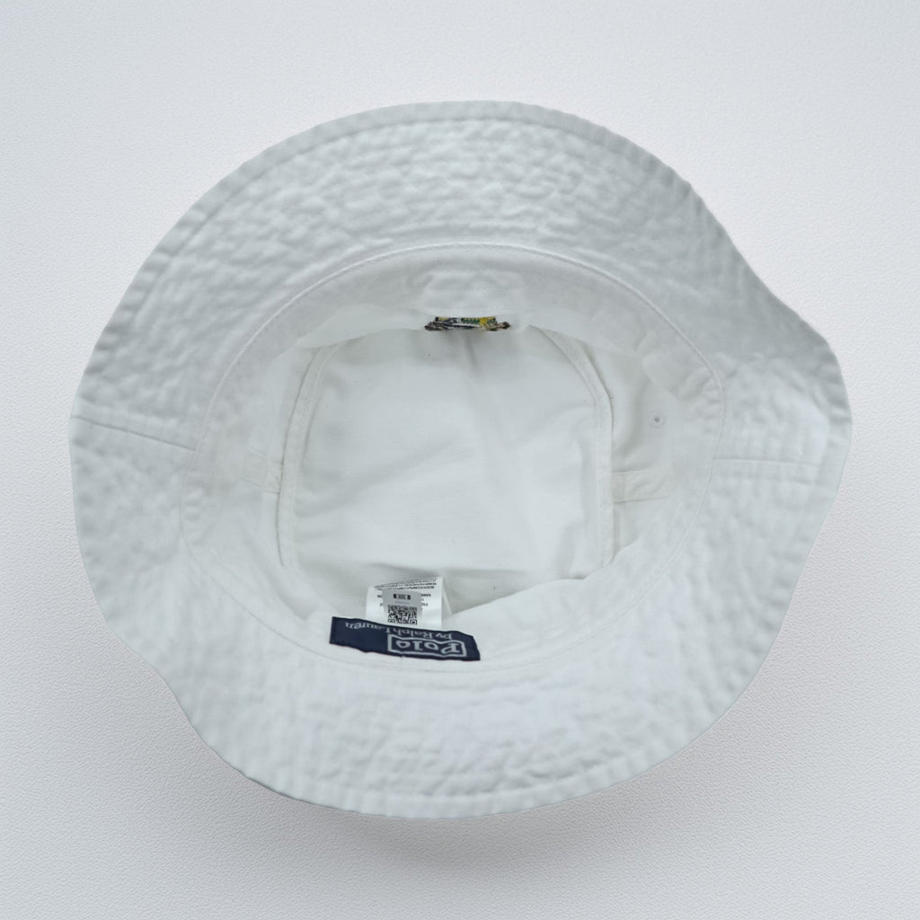 Polo Ralph Lauren ポロベア 刺繍 バケットハット L/XL ホワイト コットン