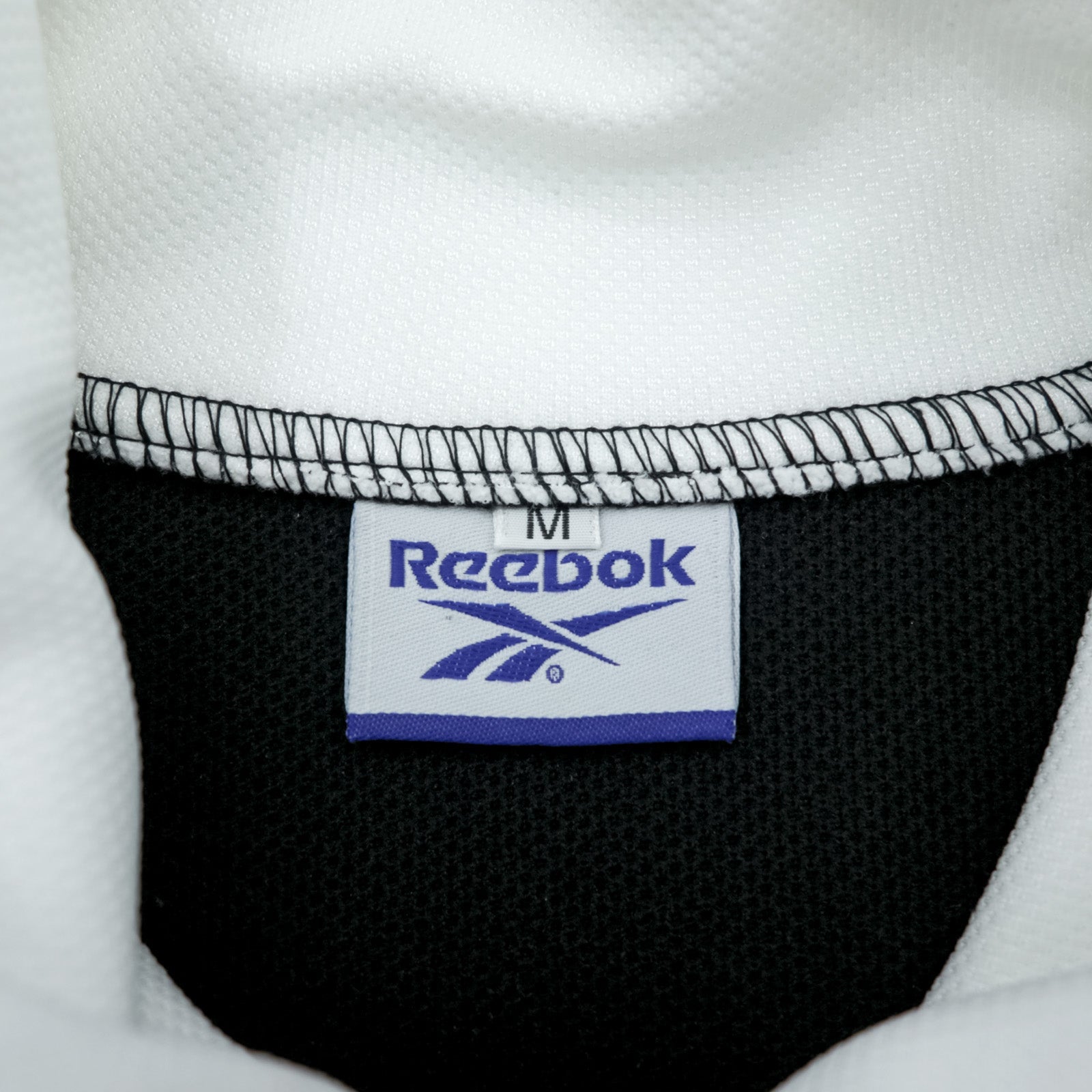 Reebok 90年代 トラックジャケット ジャージ M ホワイト ブラック ドローコード スタンドカラー フルジップ