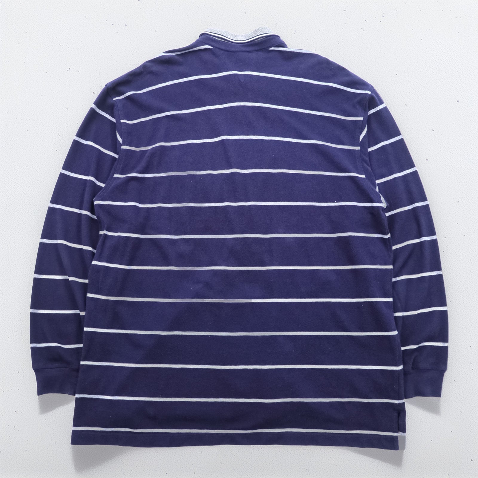 TOMMY HILFIGER 90年代 USA製 ラガーシャツ 長袖 ポロシャツ 2XL ボーダー ネイビー コットン ビッグサイズ