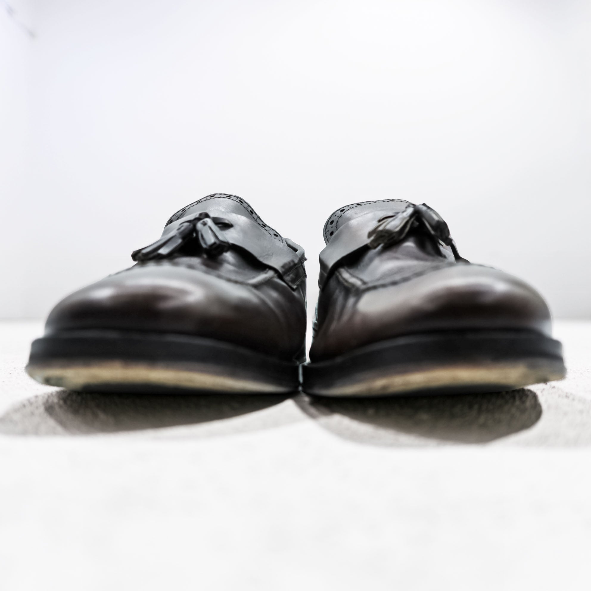 Navyboot イタリア製 フリンジ タッセル ローファー Uチップ ドレスシューズ 28cm ダークブラウン Bologna Construction