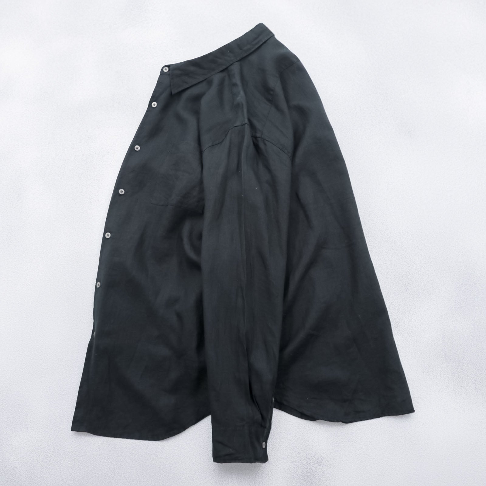 MERONA リネンシャツ 麻100% 長袖シャツ XL ブラック 胸ポケット ビッグサイズ