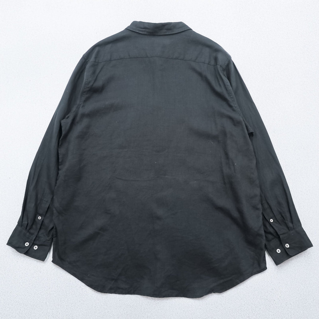 MERONA リネンシャツ 麻100% 長袖シャツ XL ブラック 胸ポケット ビッグサイズ