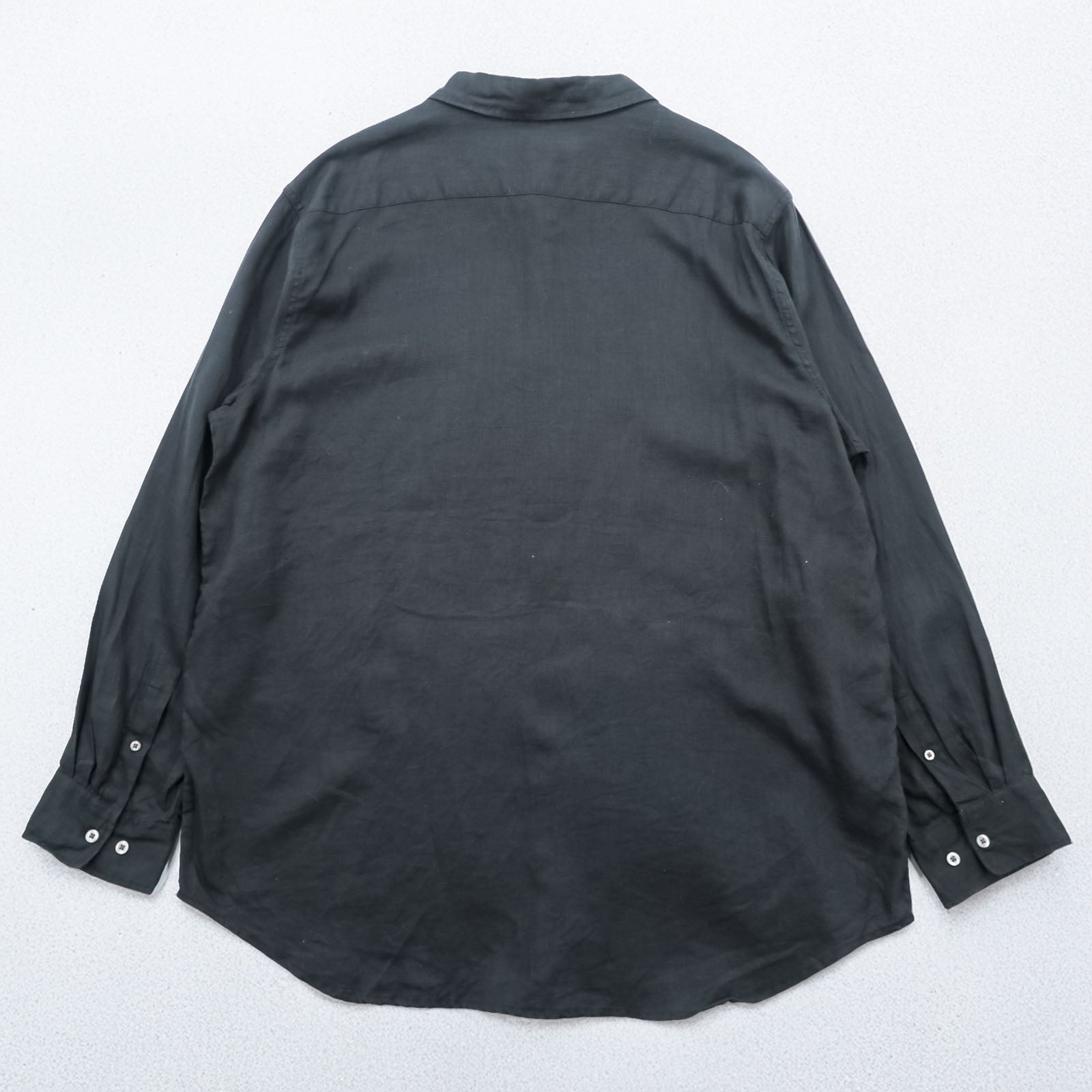 MERONA リネンシャツ 麻100% 長袖シャツ XL ブラック 胸ポケット ビッグサイズ