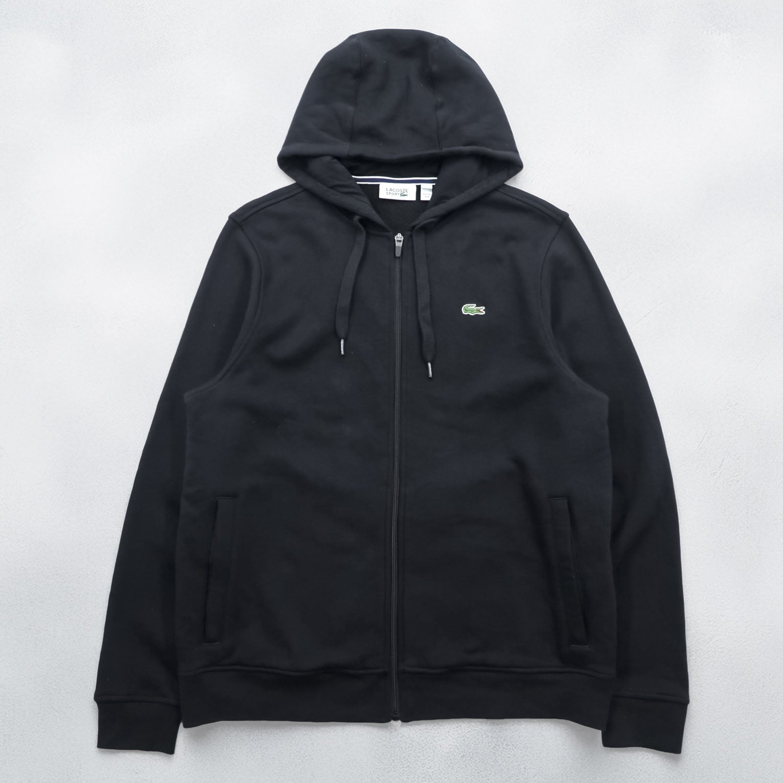 LACOSTE SPORT ジップパーカー XL ブラック ワンポイントロゴ サイドポケット