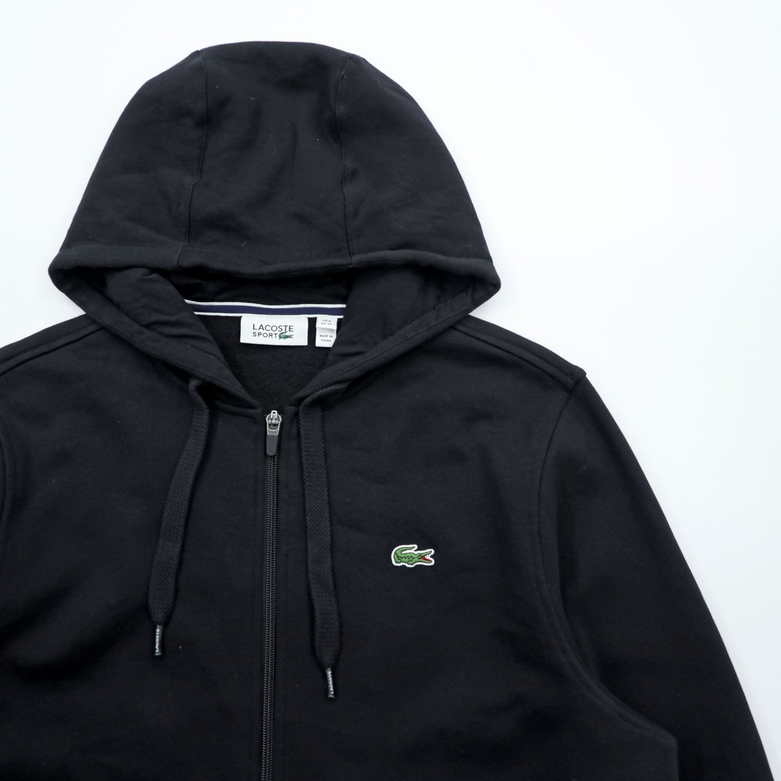 LACOSTE SPORT ジップパーカー XL ブラック ワンポイントロゴ サイドポケット
