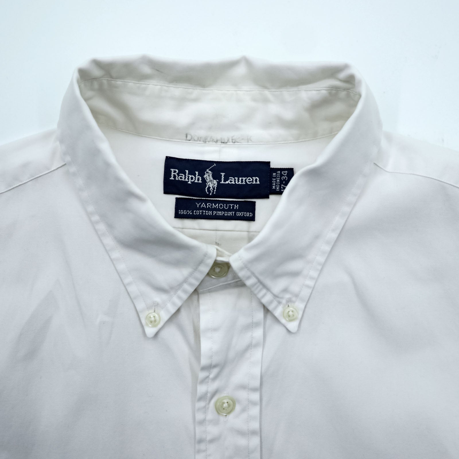 Ralph Lauren 90年代 オックスフォード ボタンダウンシャツ XL ホワイト YARMOUTH スモールポニー 刺繍 ロゴ