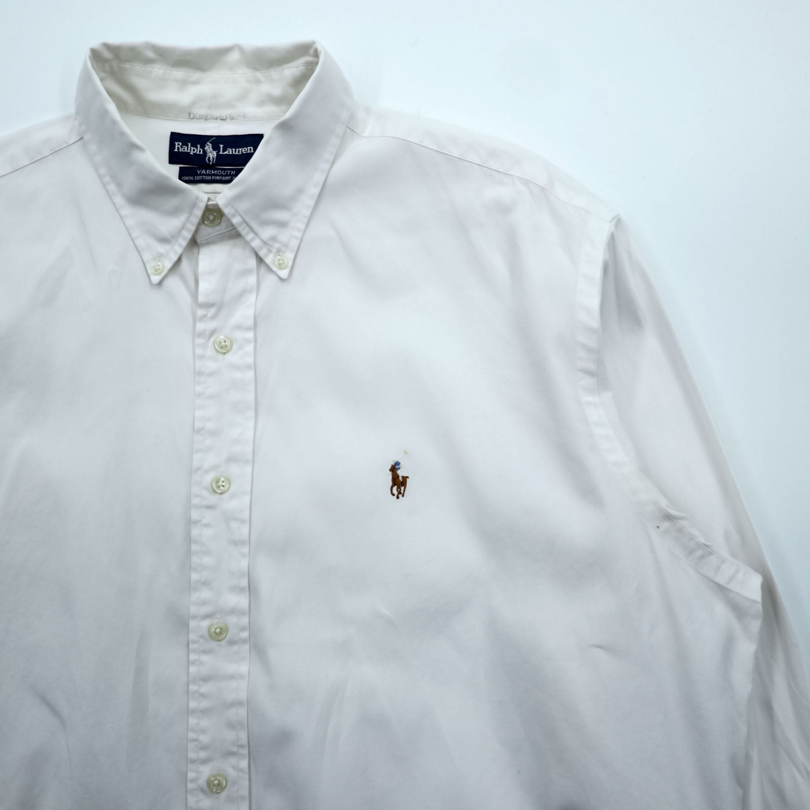 Ralph Lauren 90年代 オックスフォード ボタンダウンシャツ XL ホワイト YARMOUTH スモールポニー 刺繍 ロゴ