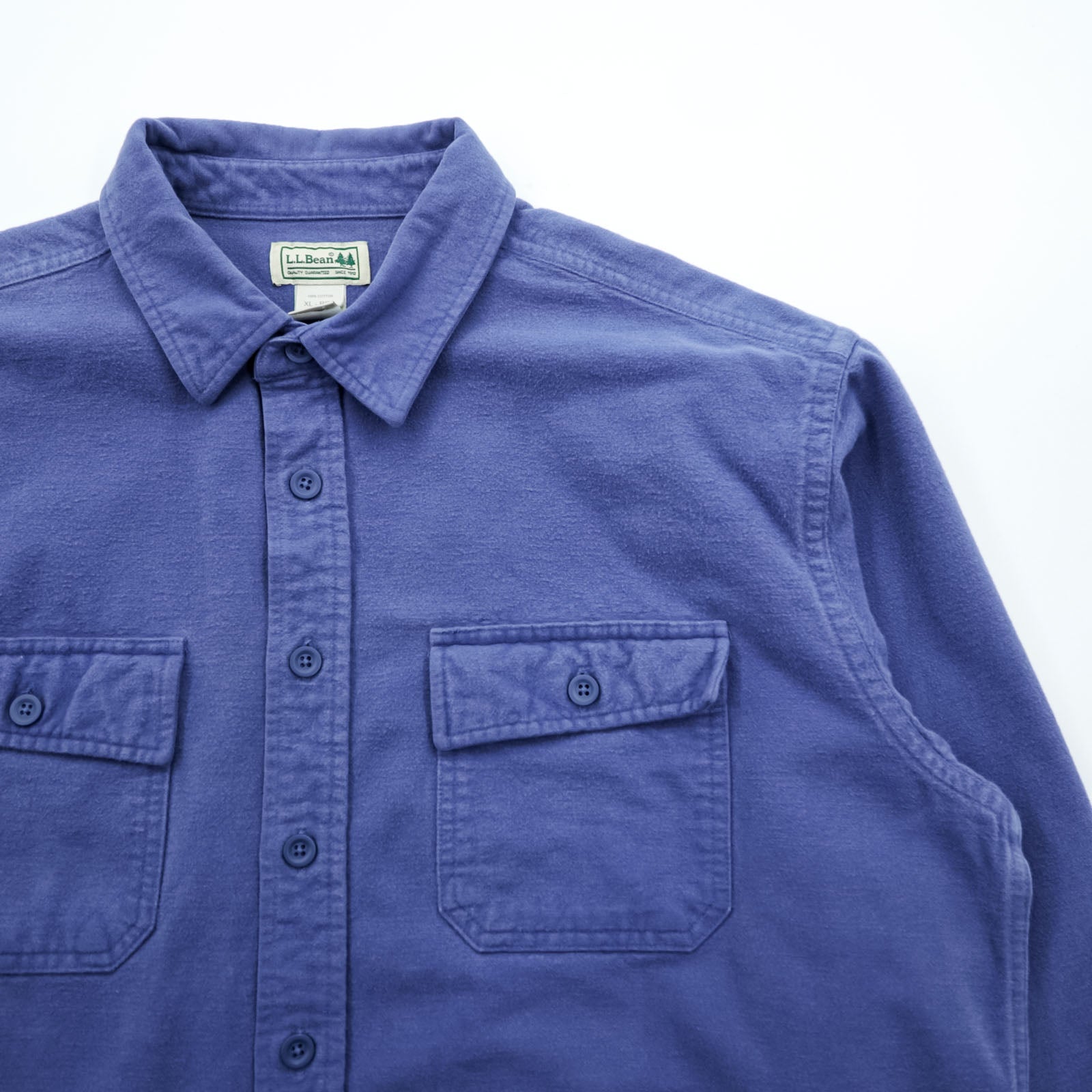 L.L.Bean シャモアシャツ フランネルシャツ XL ブルー フラップ 胸ポケット MT03