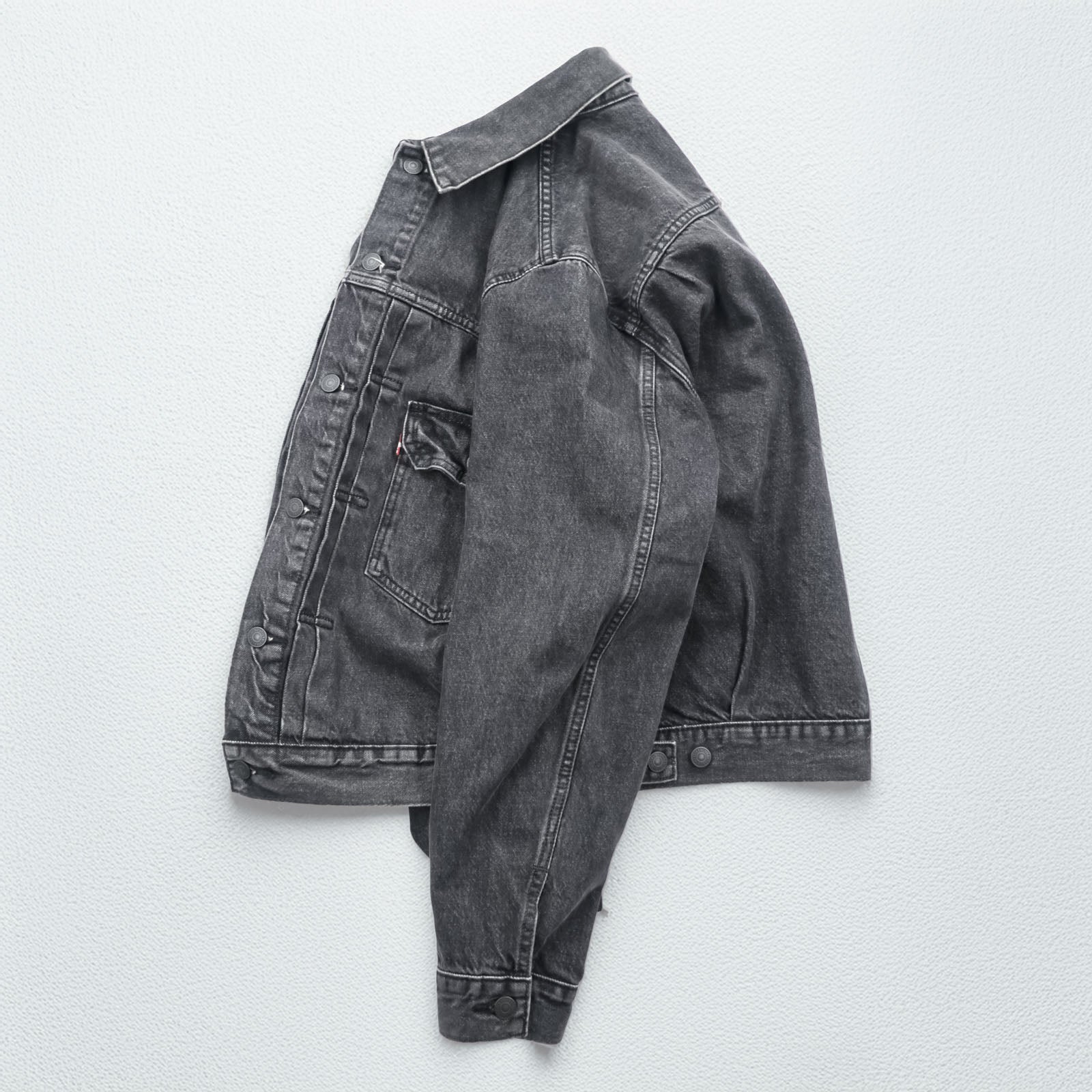 Levi's 2ndタイプ トラッカージャケット デニムジャケット Gジャン M ブラック タック プリーツ RELAXED TYPE 2 A7632-0002