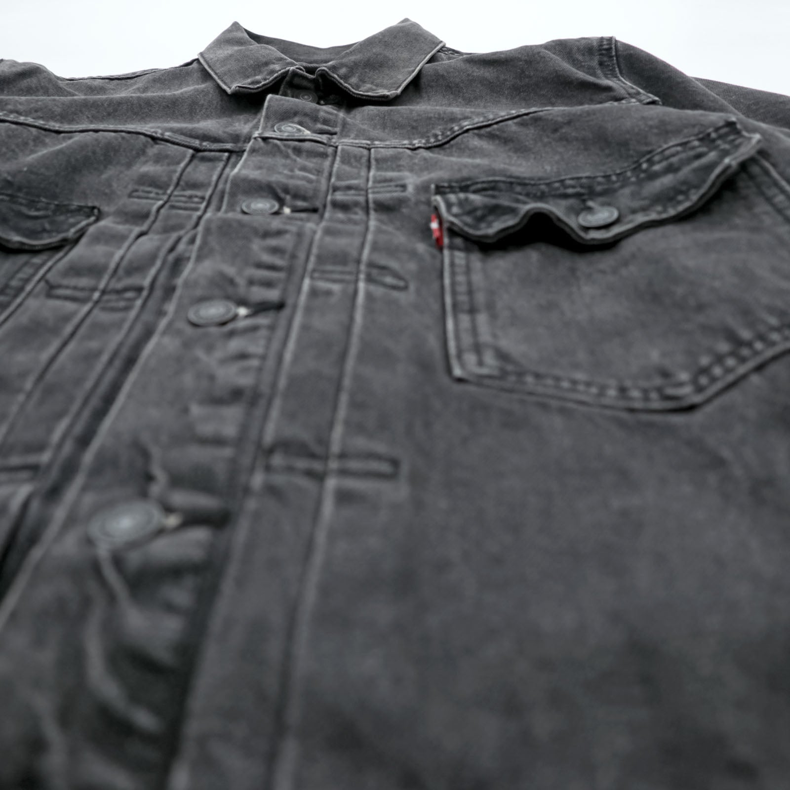 Levi's 2ndタイプ トラッカージャケット デニムジャケット Gジャン M ブラック タック プリーツ RELAXED TYPE 2 A7632-0002