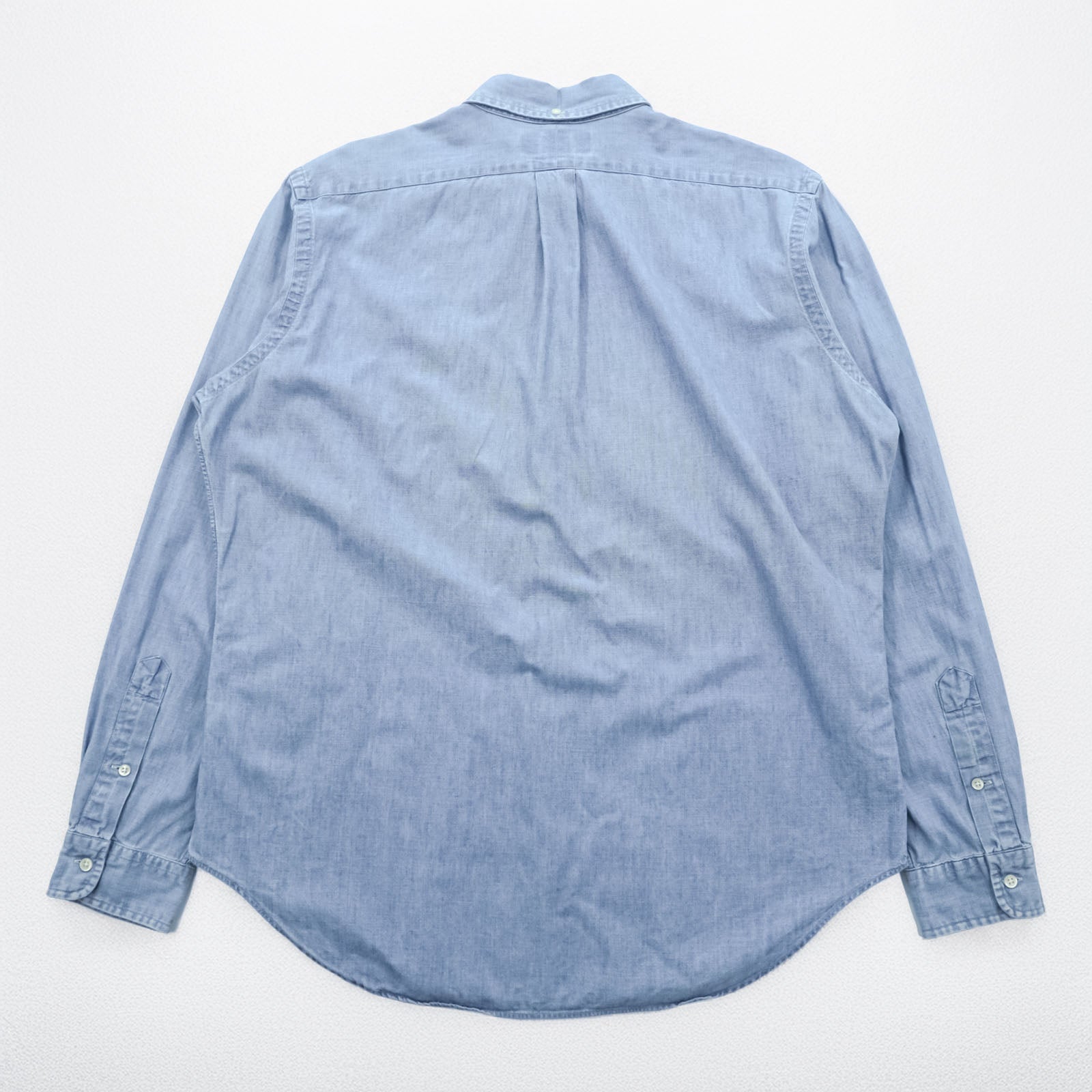 Ralph Lauren 90年代 シャンブレー ボタンダウンシャツ L ブルー CLASSIC FIT スモールポニー 刺繍 ロゴ