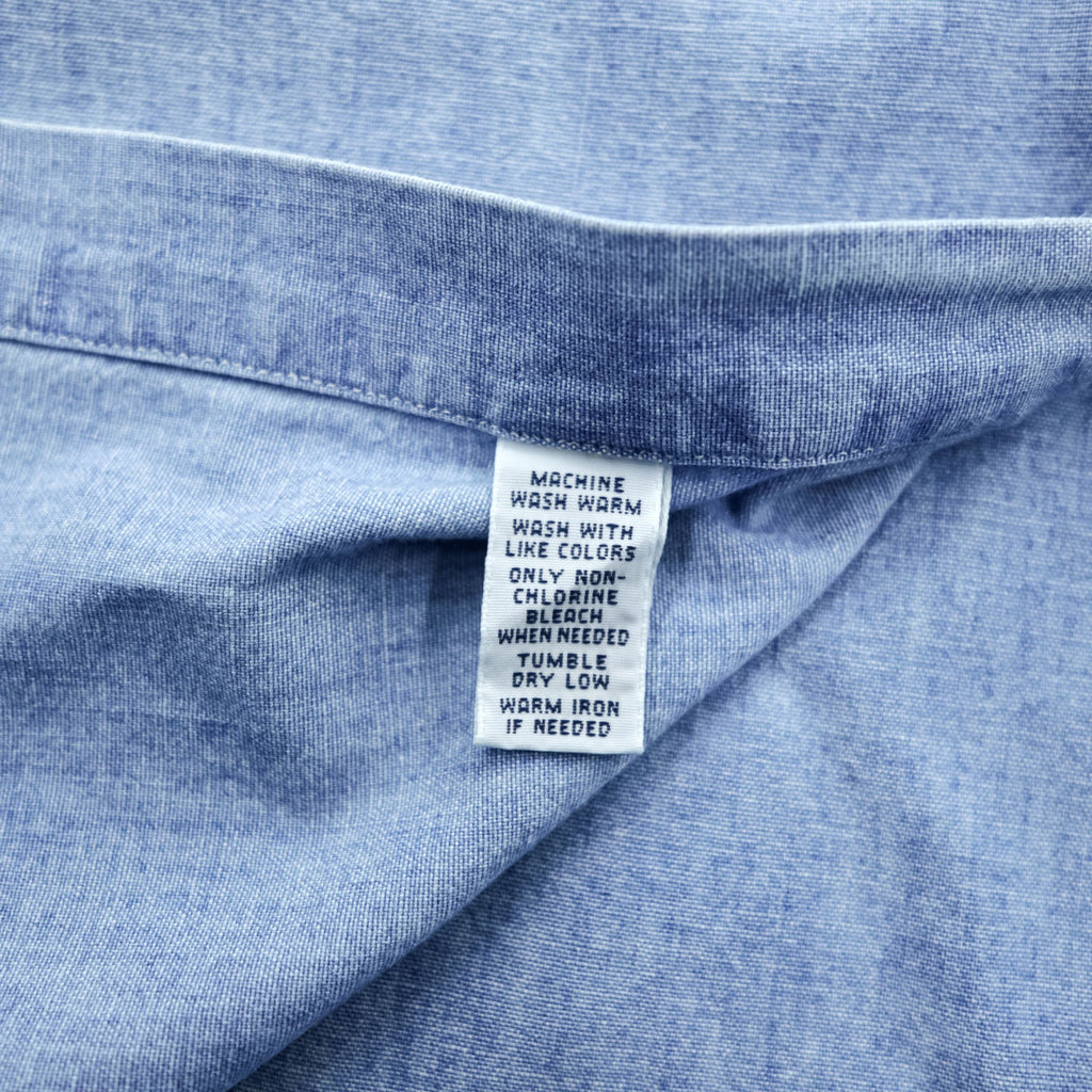Ralph Lauren 90年代 シャンブレー ボタンダウンシャツ L ブルー CLASSIC FIT スモールポニー 刺繍 ロゴ