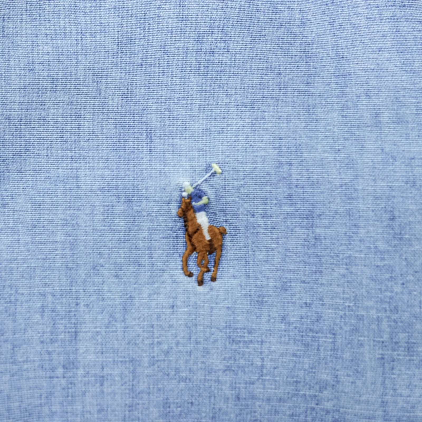 Ralph Lauren 90年代 シャンブレー ボタンダウンシャツ L ブルー CLASSIC FIT スモールポニー 刺繍 ロゴ