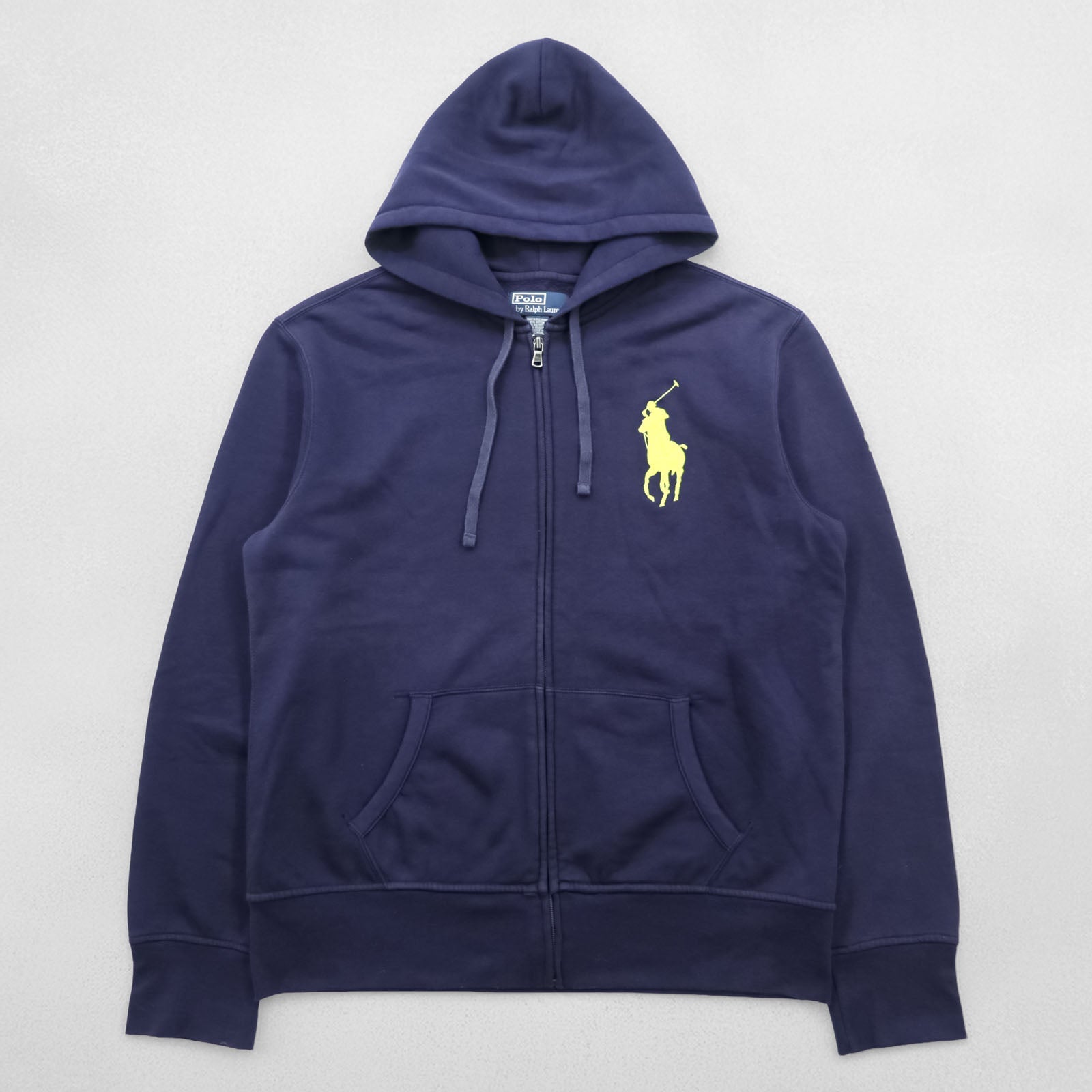 Polo Ralph Lauren 90年代 ビッグポニー 刺繍 ジップパーカー L ネイビー フロントポケット コットン