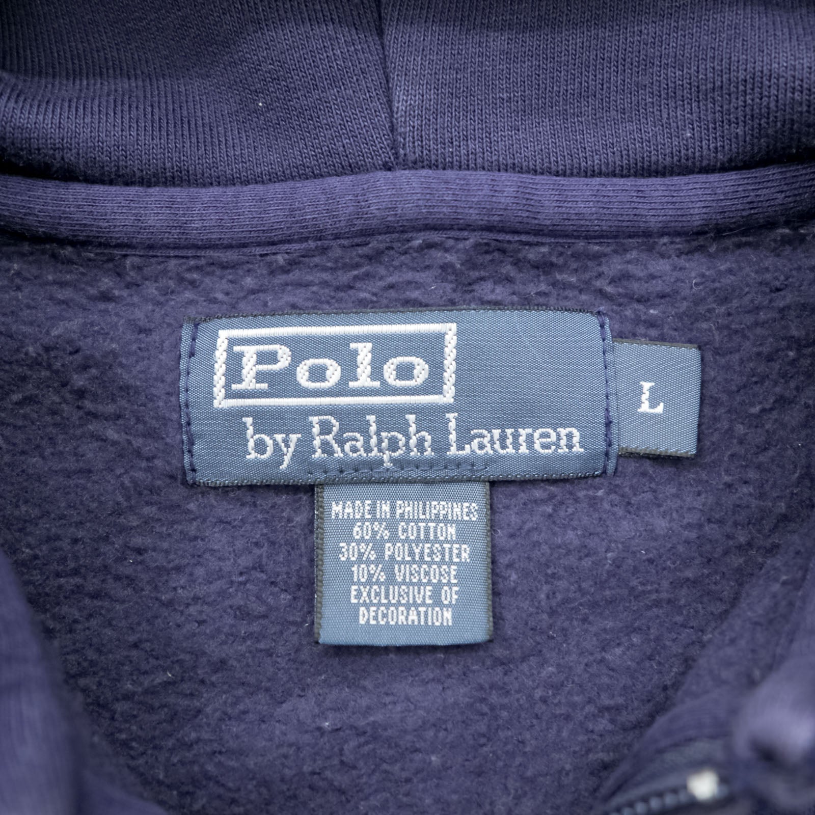 Polo Ralph Lauren 90年代 ビッグポニー 刺繍 ジップパーカー L ネイビー フロントポケット コットン