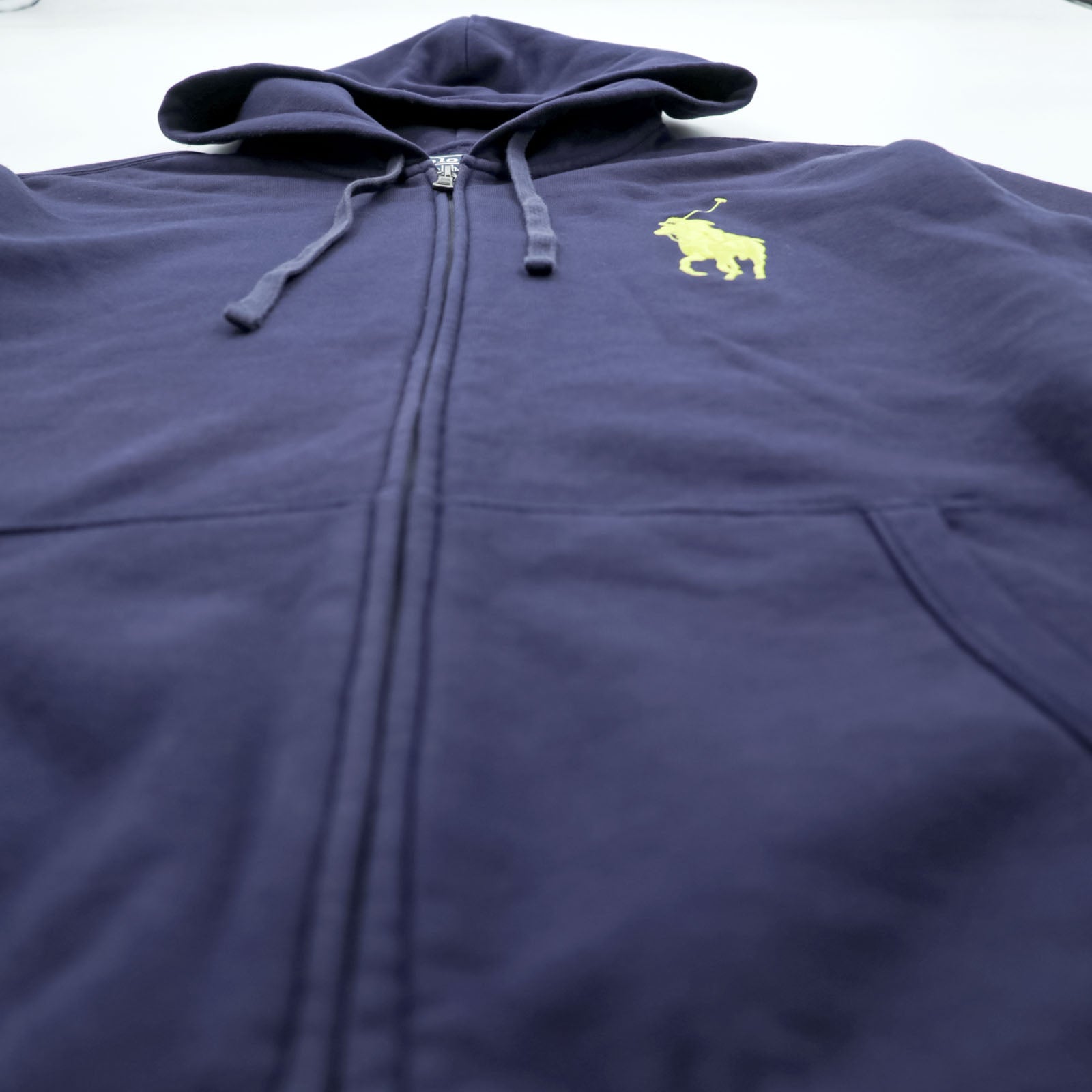 Polo Ralph Lauren 90年代 ビッグポニー 刺繍 ジップパーカー L ネイビー フロントポケット コットン