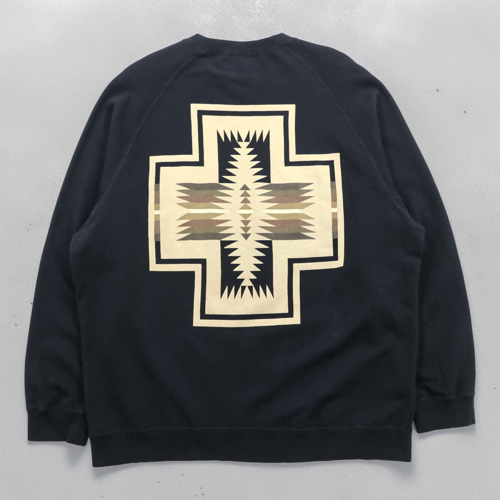 PENDLETON バックプリント スウェット トレーナー L ブラック ネイティブ柄 チマヨ コットン 3475-3006