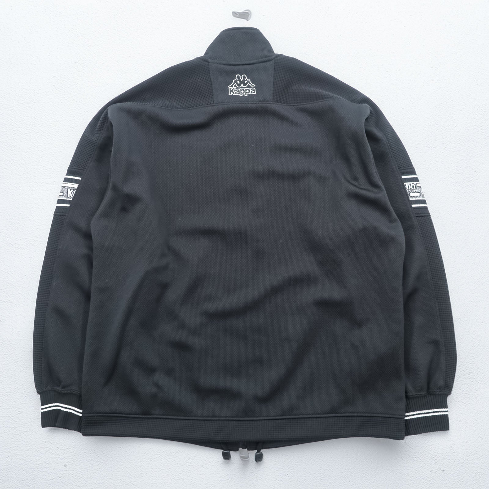Kappa 90年代 日本製 トラッカージャケット ジャージ セットアップ M ブラック ドローコード ジョガー 裾ジップ スリット