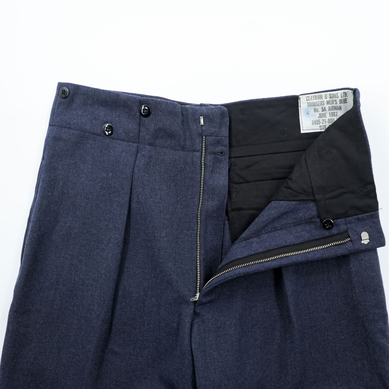Clayman & Sons LTD 60年代 ユーロヴィンテージ スラックス パンツ トラウザーズ M ネイビー イギリス空軍 ミリタリー 8405-21-800-1044