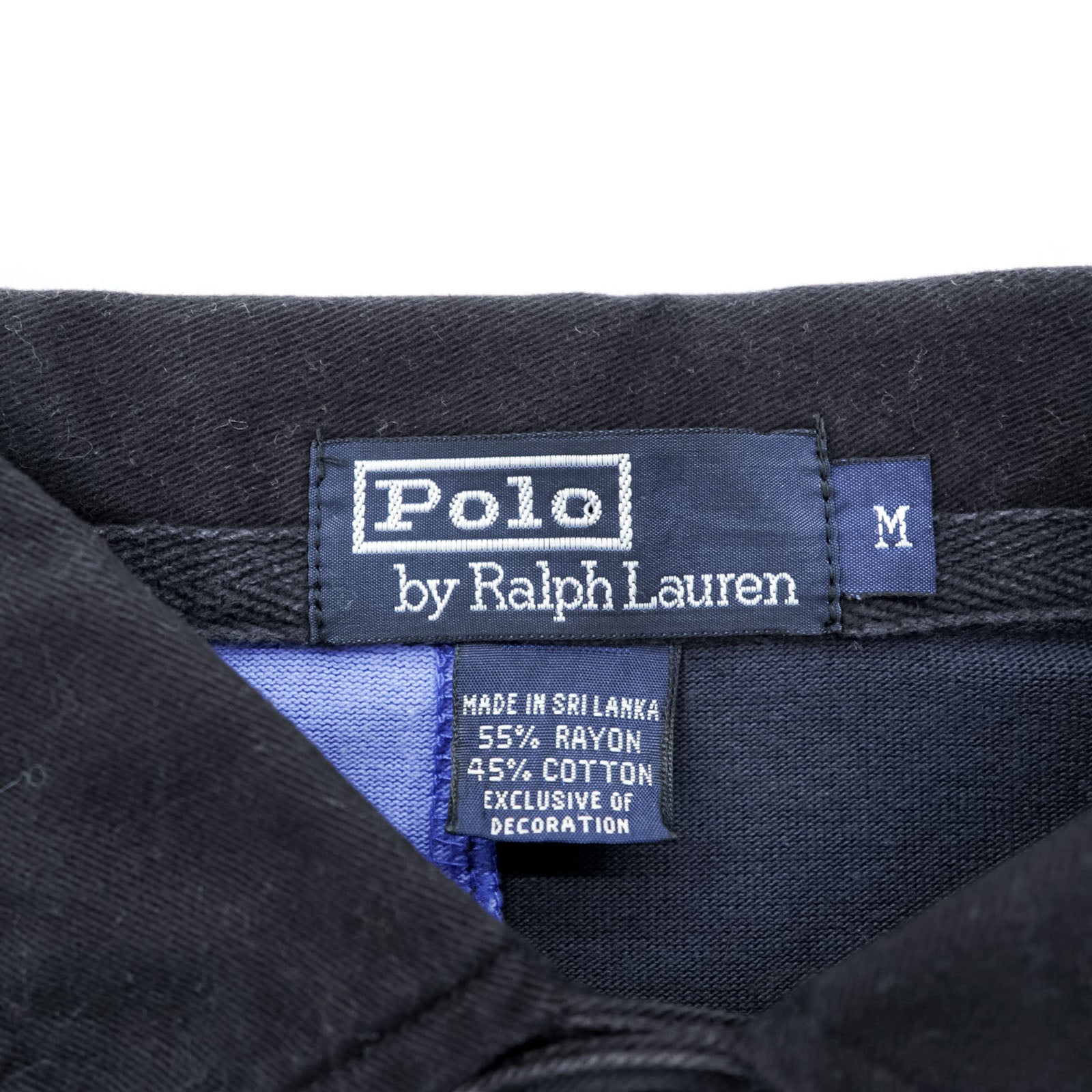 Polo Ralph Lauren 90年代 長袖 ポロシャツ ラガーシャツ M ブラック ブルー カラーブロック エンブレムロゴ ナンバリング