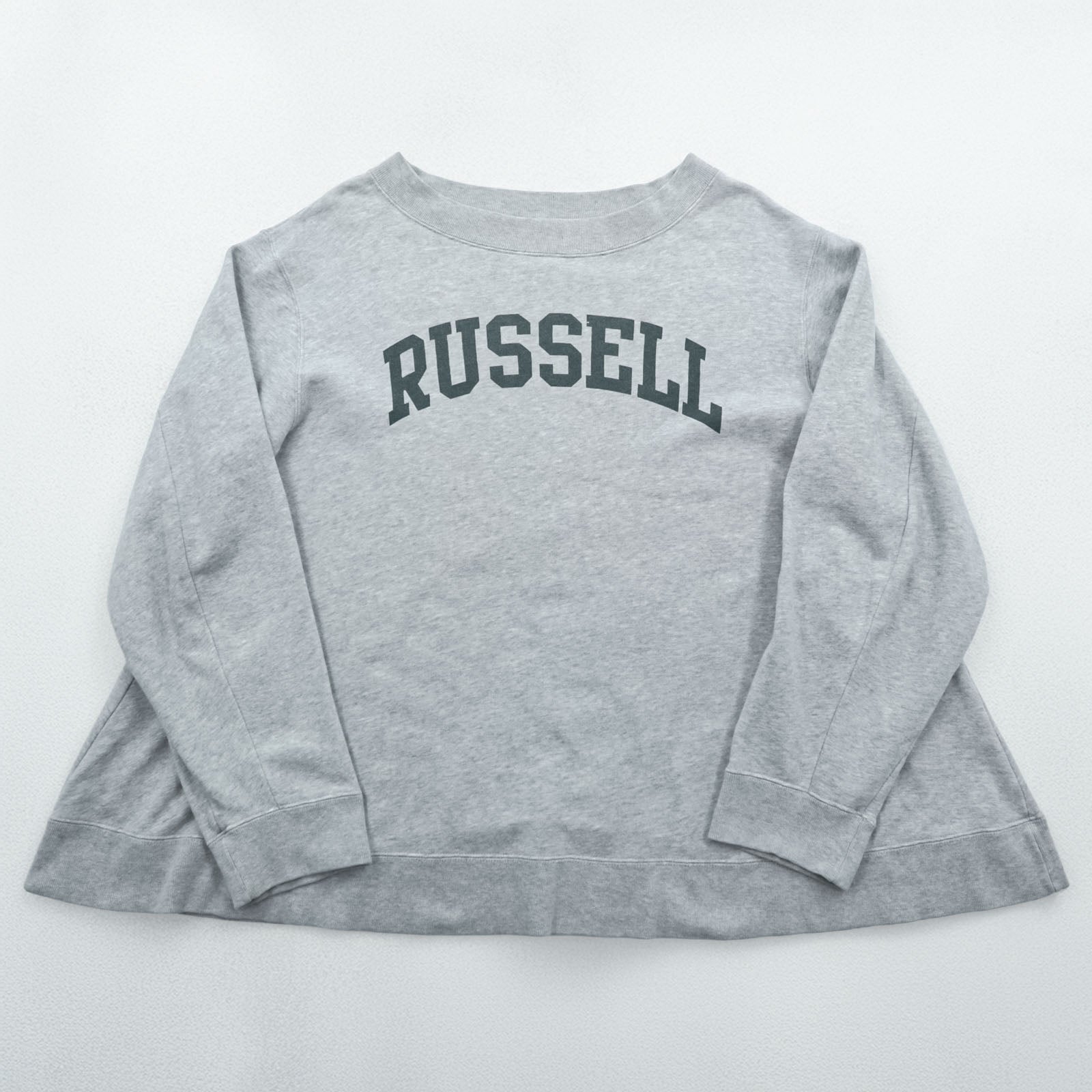 RUSSELL ATHLETIC × K3 & Co. アーチロゴ スウェット トレーナー FREE ワイド グレー ドロップショルダー 1668-599-1588