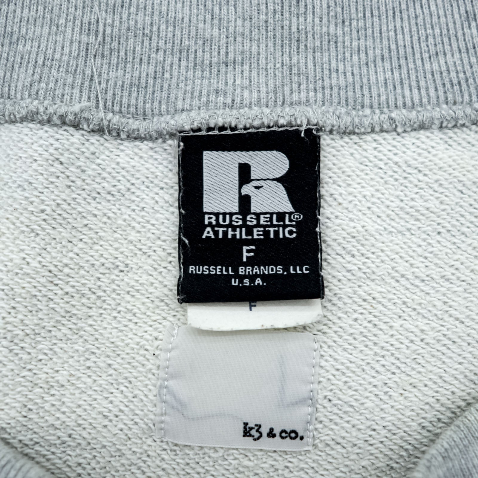 RUSSELL ATHLETIC × K3 & Co. アーチロゴ スウェット トレーナー FREE ワイド グレー ドロップショルダー 1668-599-1588