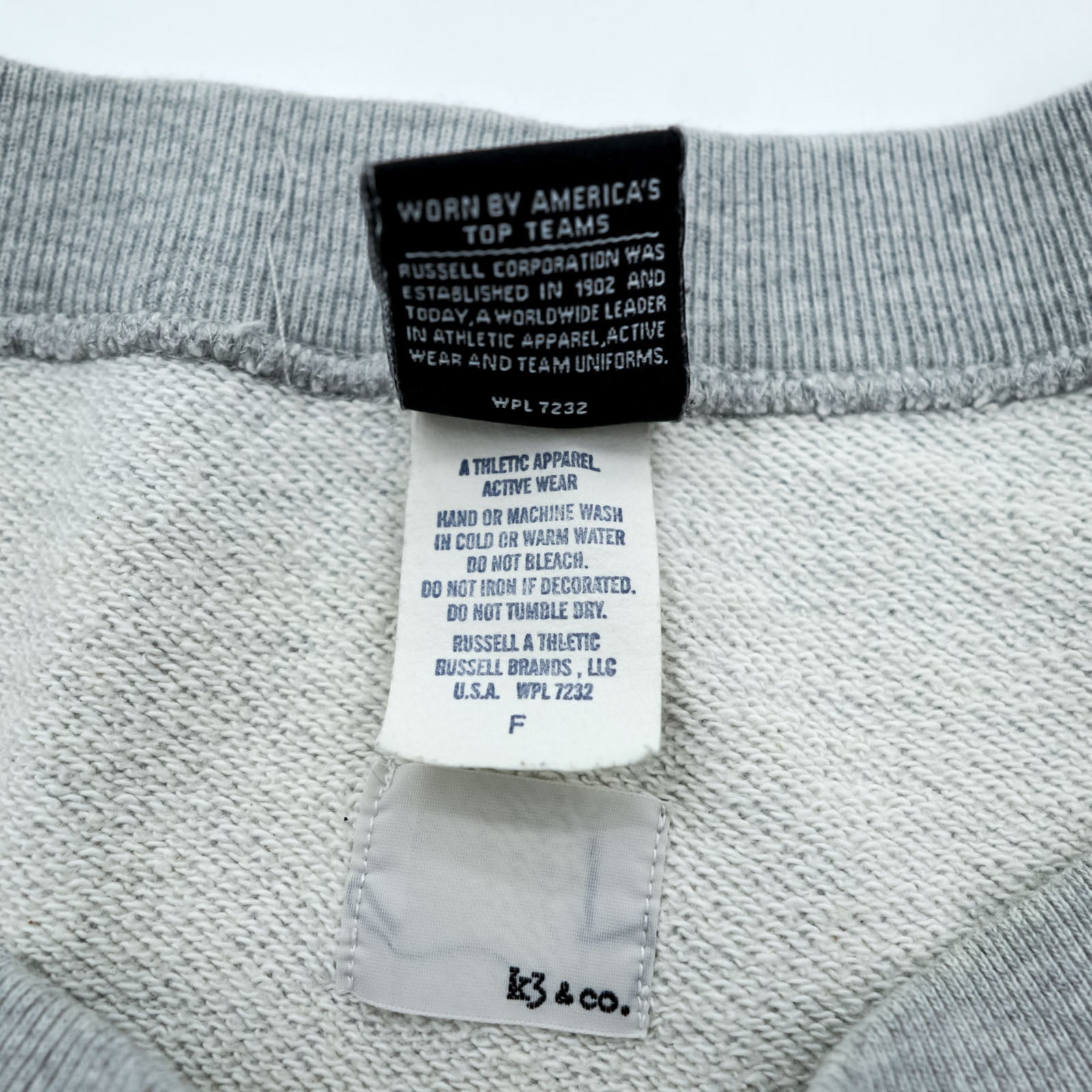 RUSSELL ATHLETIC × K3 & Co. アーチロゴ スウェット トレーナー FREE ワイド グレー ドロップショルダー 1668-599-1588