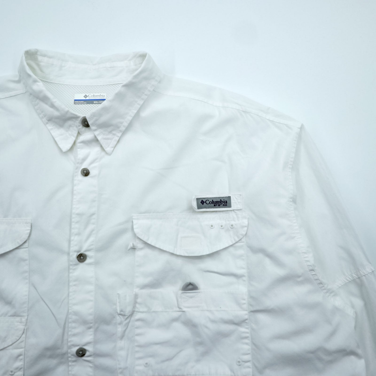Columbia PFG フィッシングシャツ XXL ホワイト 胸ポケット コットン ビッグサイズ FM7120