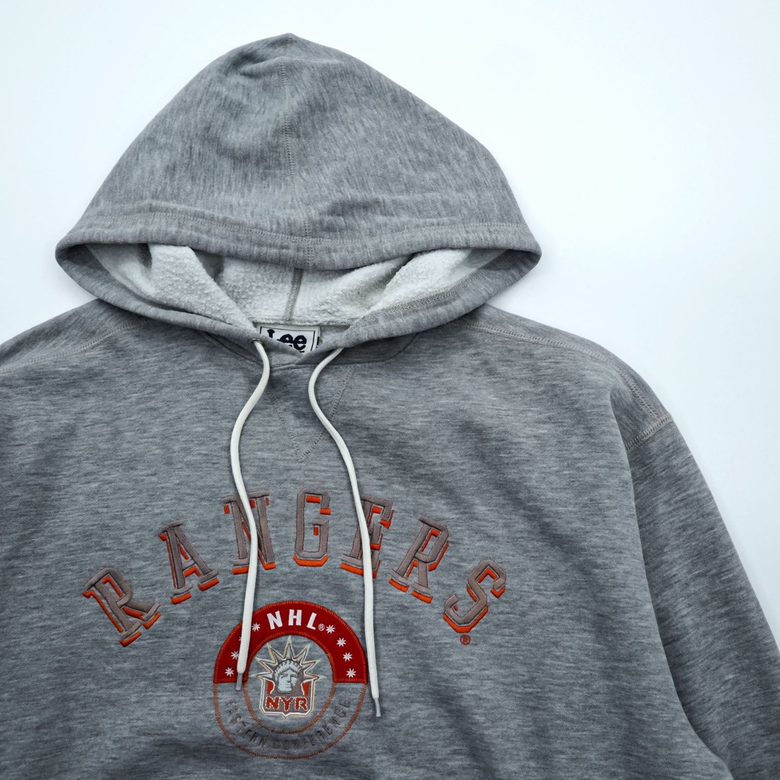 Lee SPORT 90年代 ヴィンテージ プルオーバー パーカー L グレー 刺繍 フロント カンガルーポケットNHL RANGERS