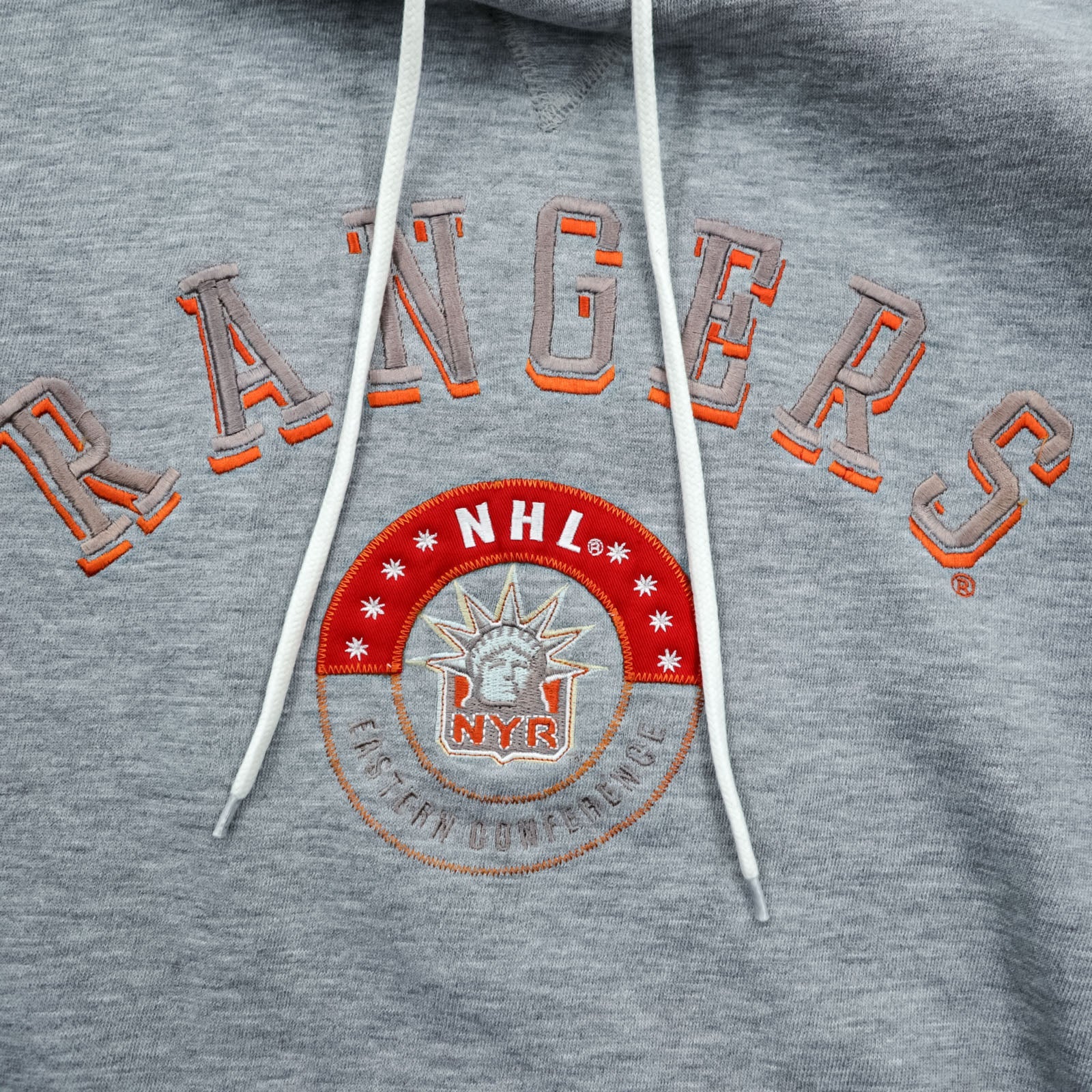 Lee SPORT 90年代 ヴィンテージ プルオーバー パーカー L グレー 刺繍 フロント カンガルーポケットNHL RANGERS