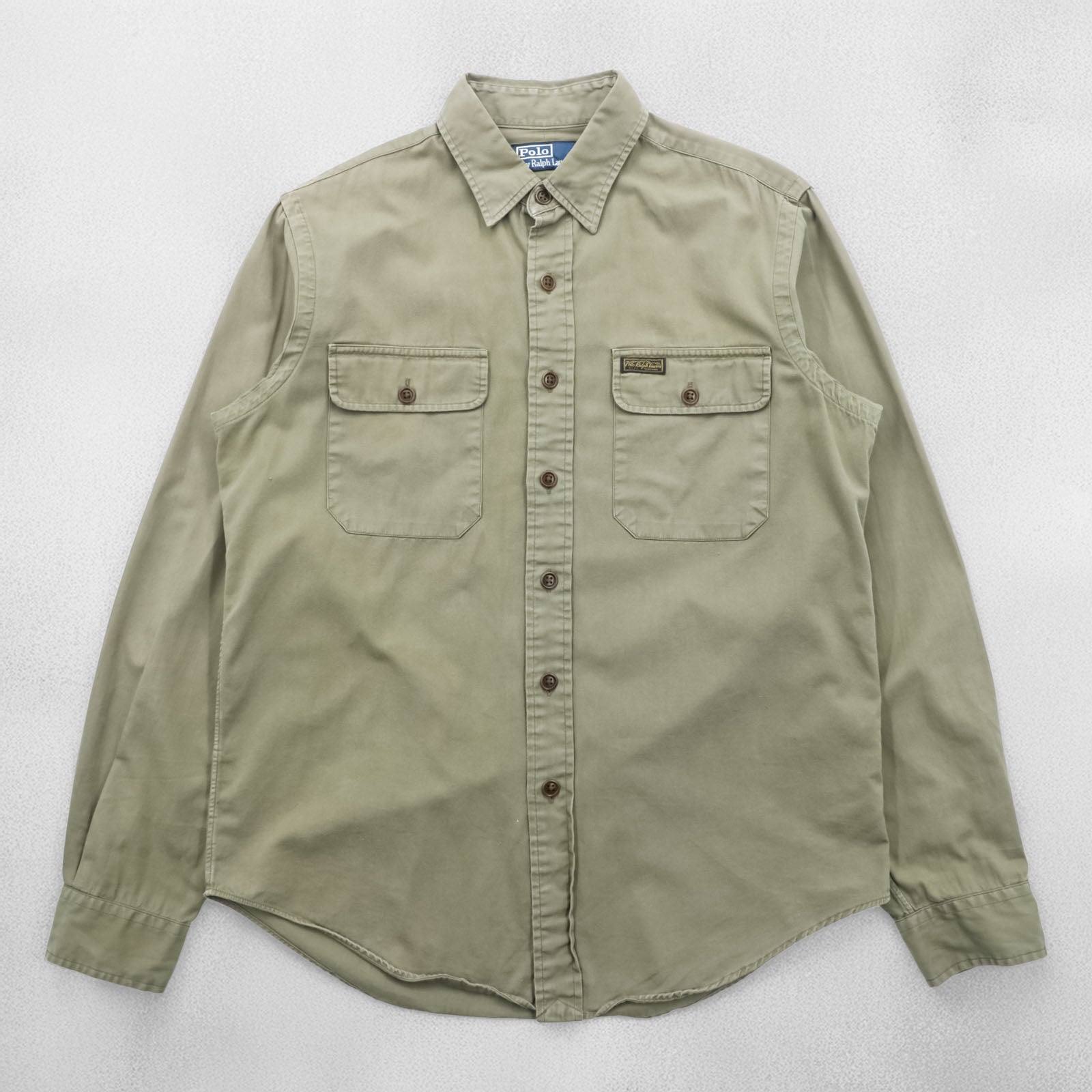 Polo Ralph Lauren 90年代 ミリタリー ワークシャツ M カーキ コットン 胸ポケット
