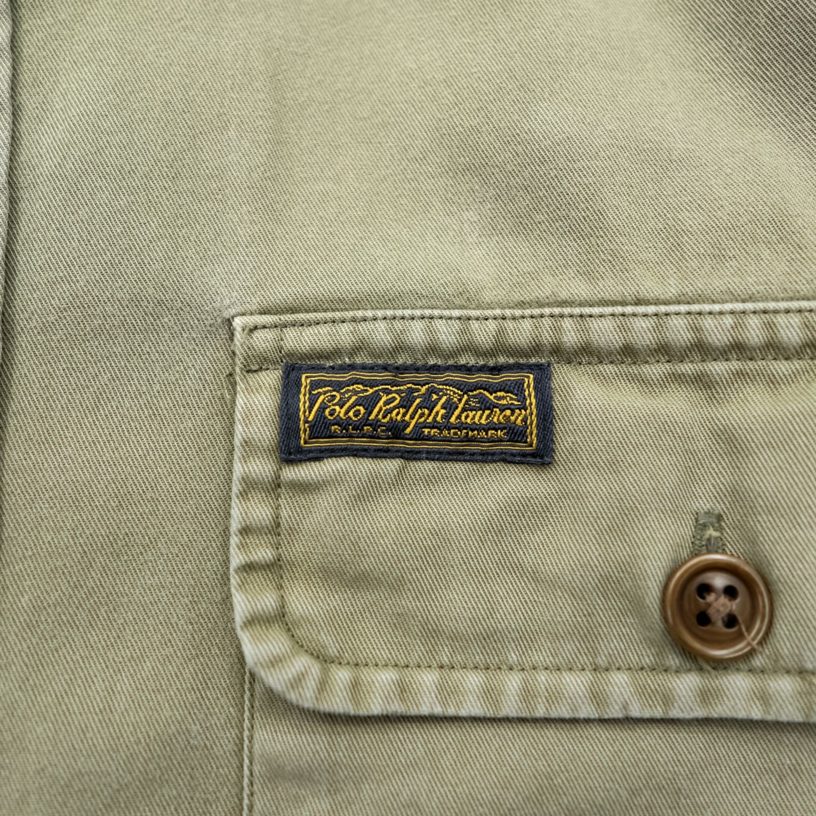 Polo Ralph Lauren 90年代 ミリタリー ワークシャツ M カーキ コットン 胸ポケット
