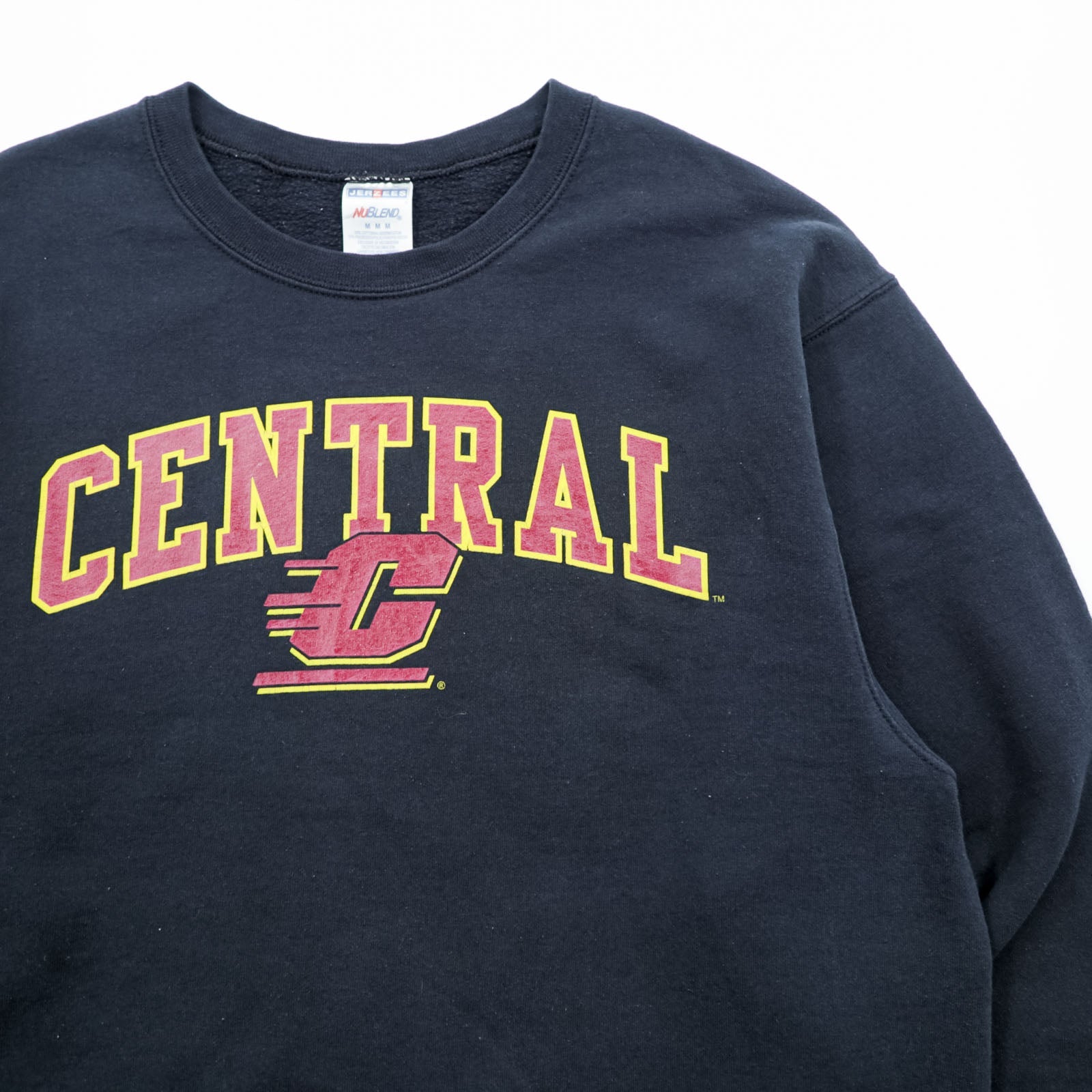JERZEES カレッジ スウェット トレーナー M ブラック NU BLEND コットン クルーネック CENTRAL アーチロゴ