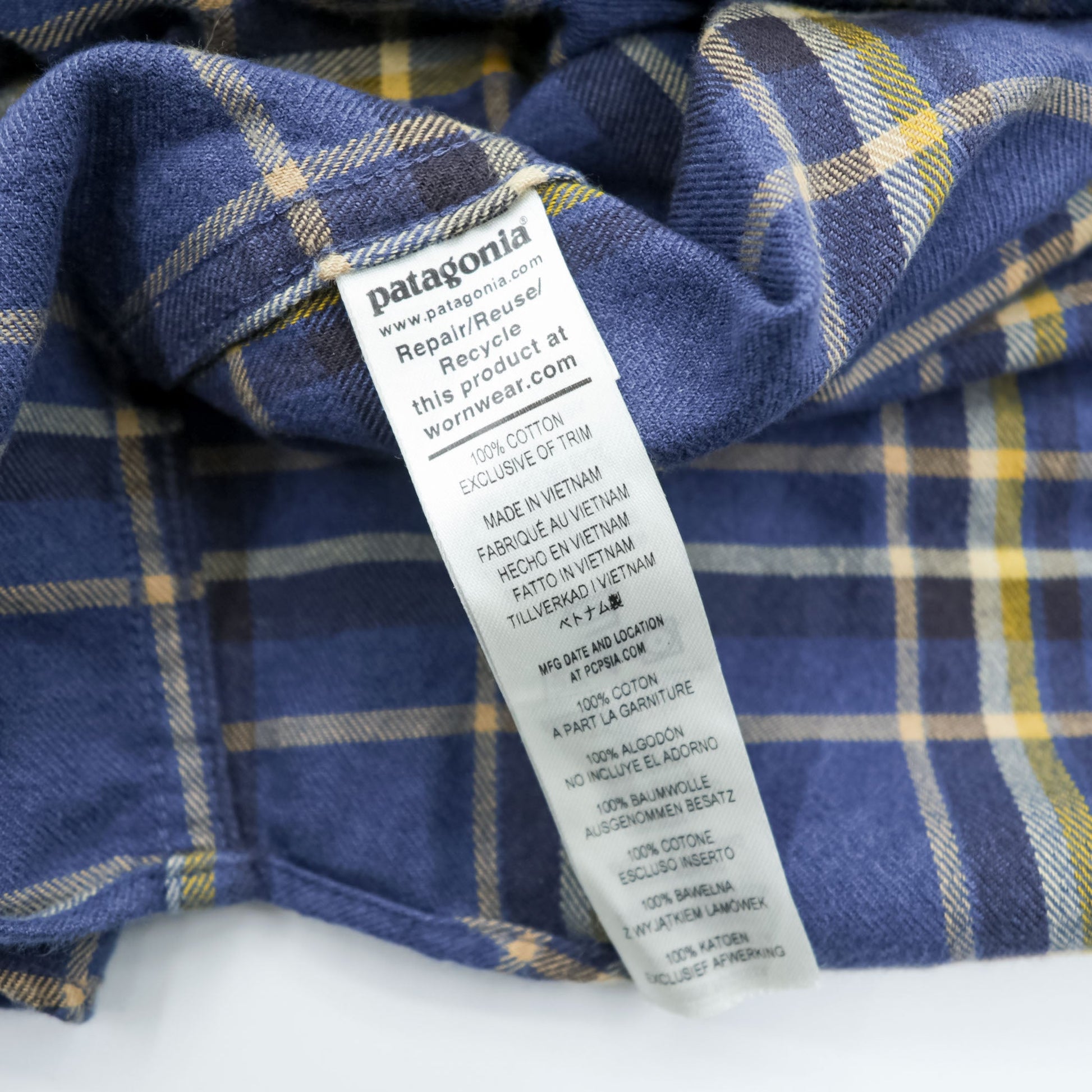 Patagonia ロングスリーブ ライトウェイト フィヨルド フランネルシャツ S ブルー チェック 42410